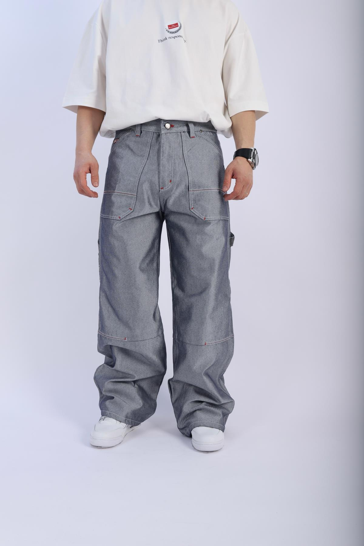 Emnm Special Gri Baggy Jean Pantolon P889