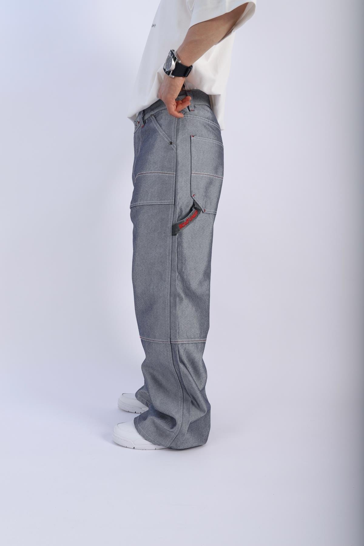 Emnm Special Gri Baggy Jean Pantolon P889
