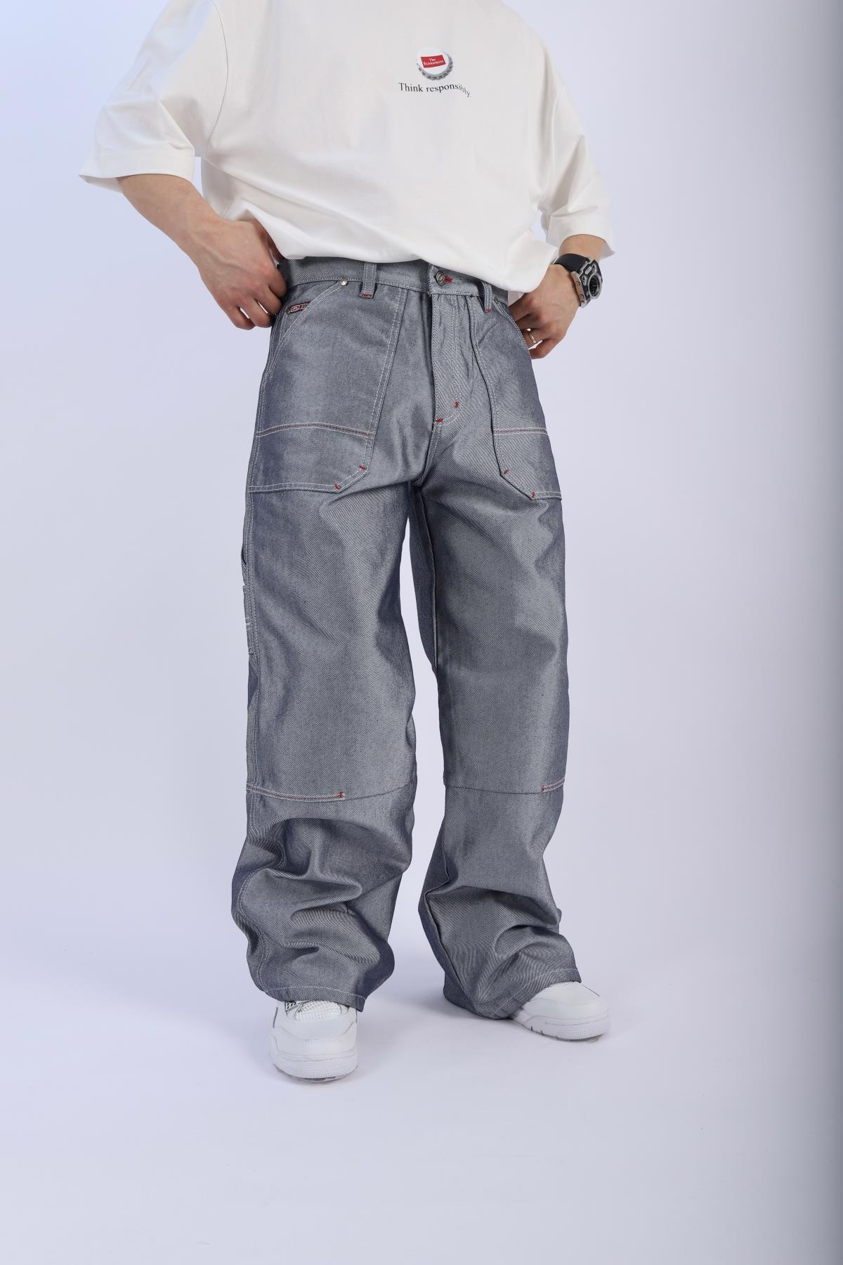 Emnm Special Gri Baggy Jean Pantolon P889