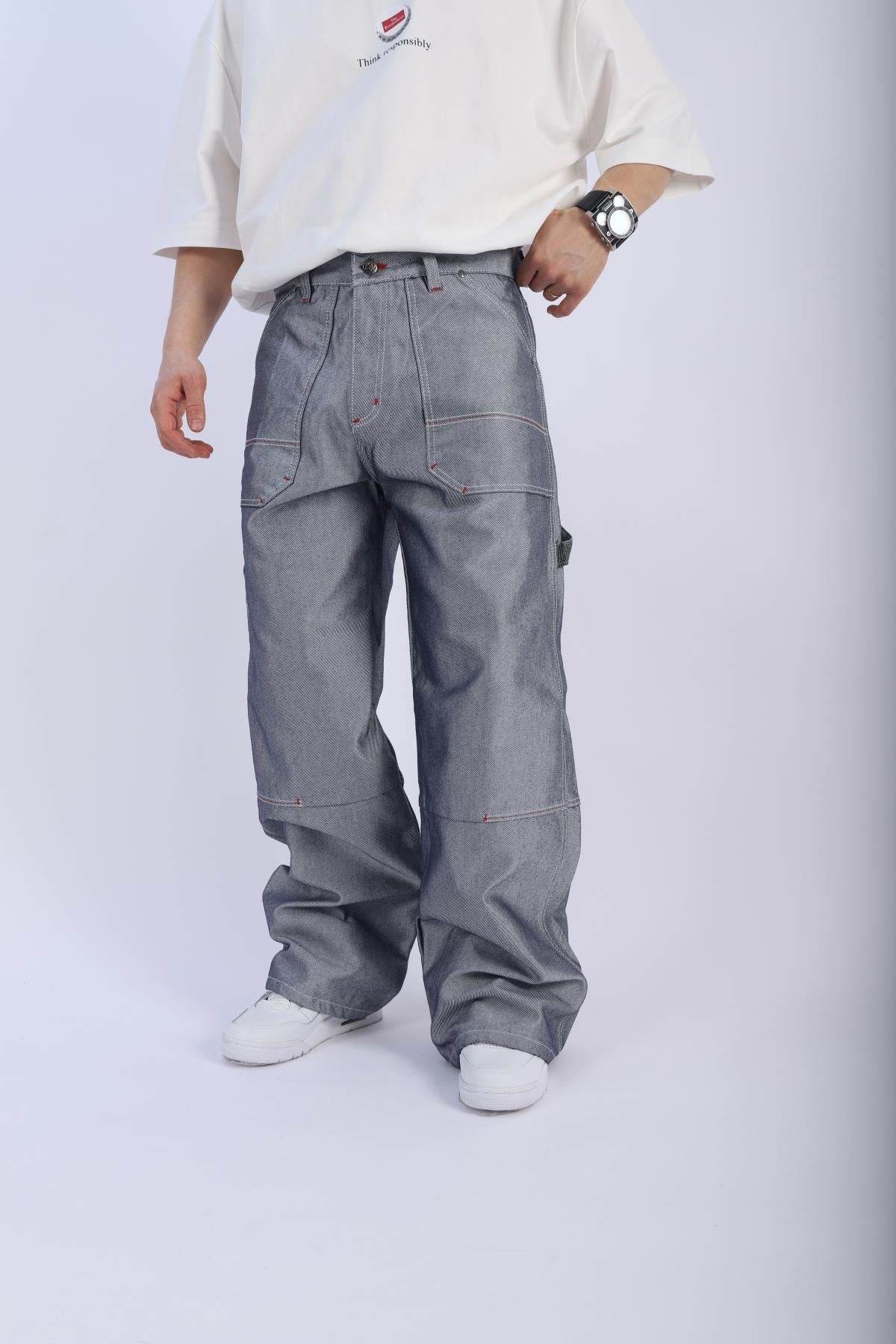 Emnm Special Gri Baggy Jean Pantolon P889
