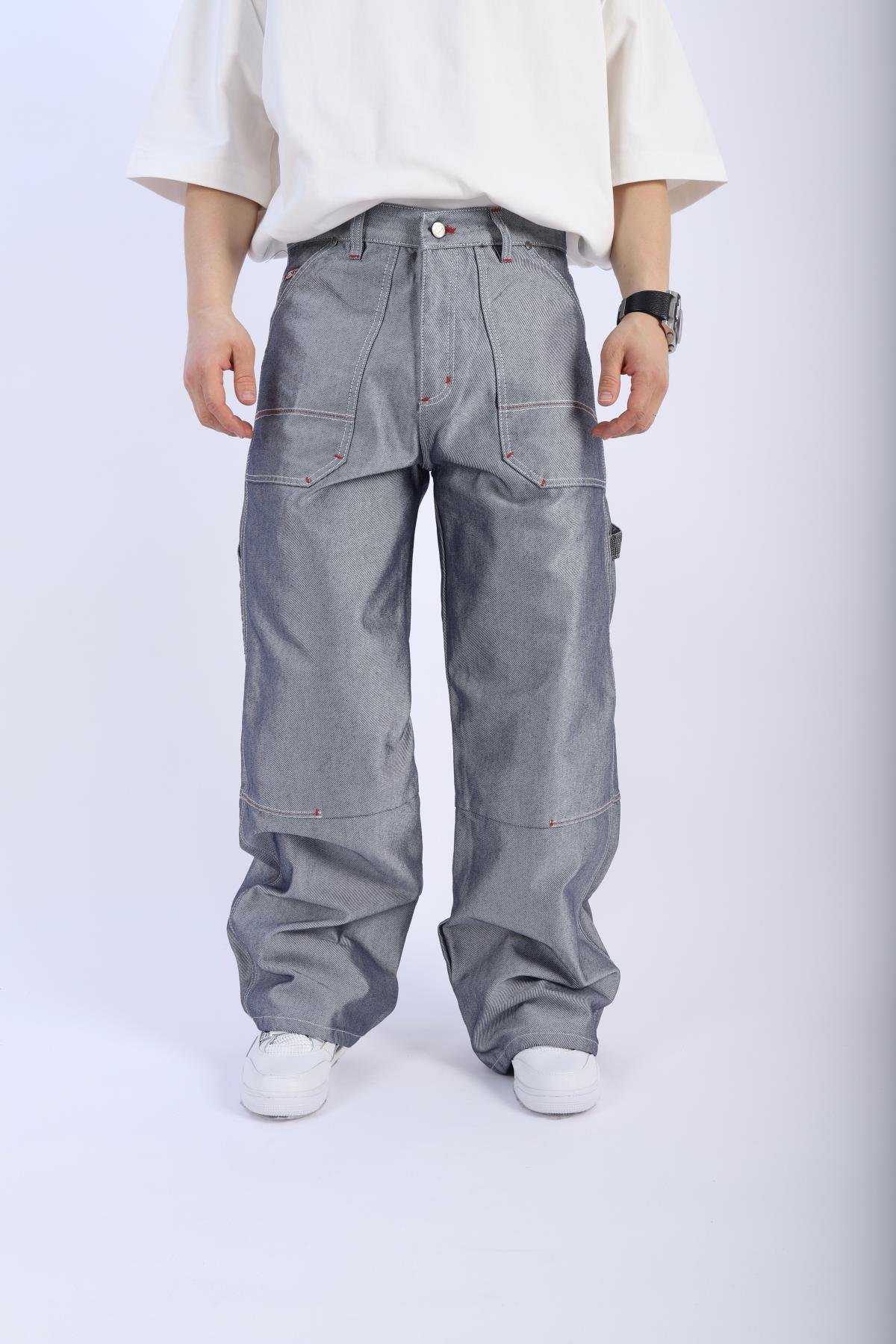 Emnm Special Gri Baggy Jean Pantolon P889
