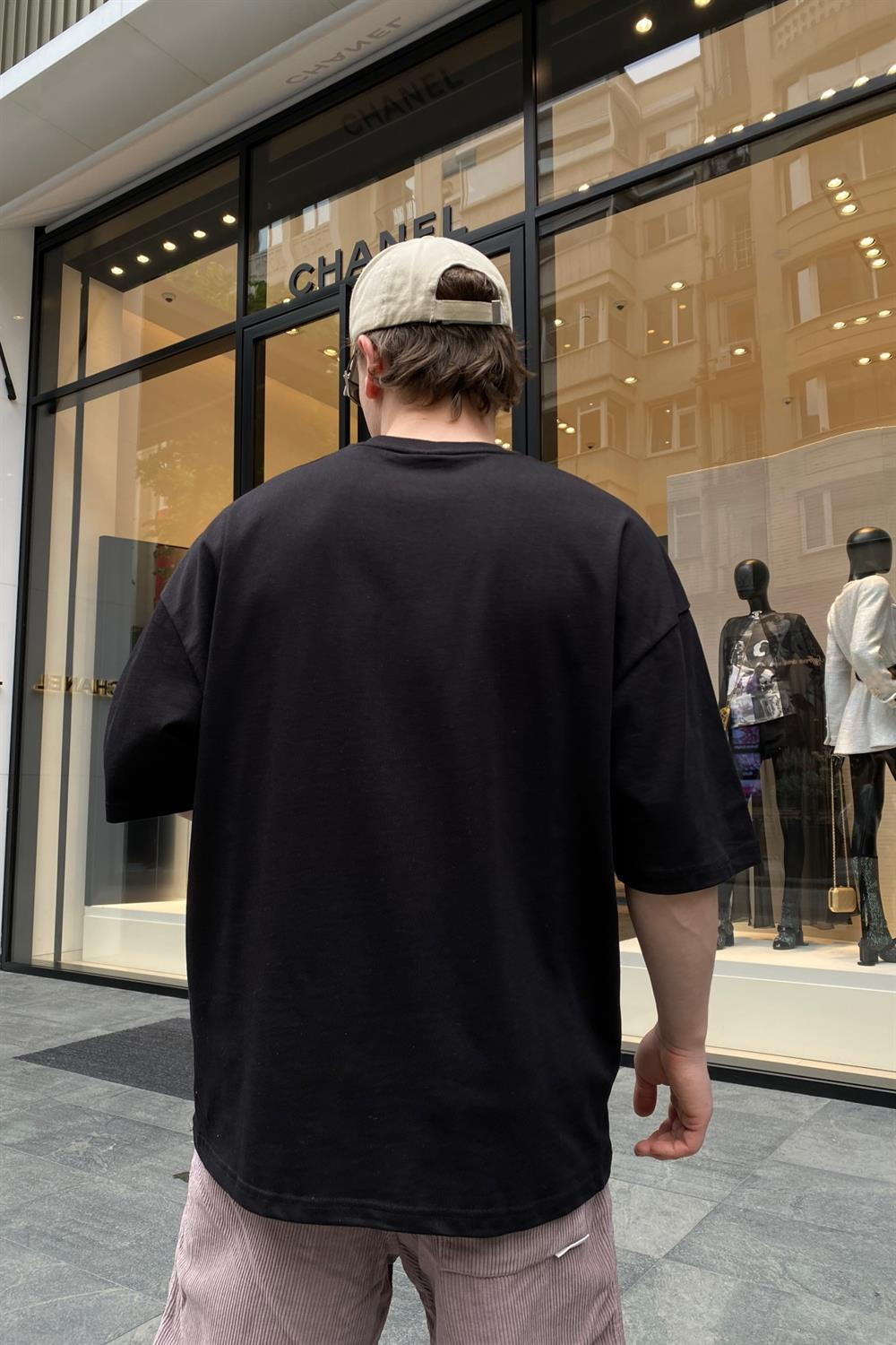 Eternal Baskılı Siyah Oversize Tshirt T664