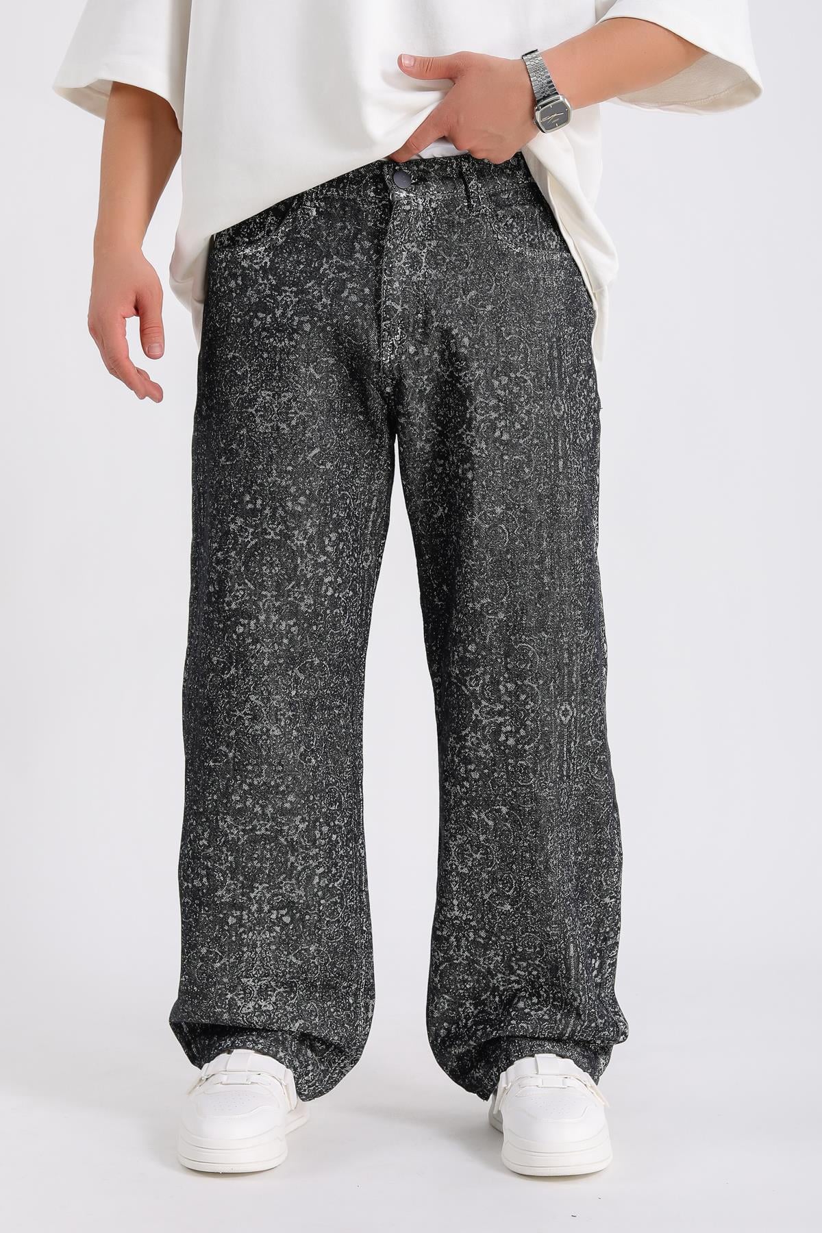 Etnik Desen Baggy Jean Pantolon P1012