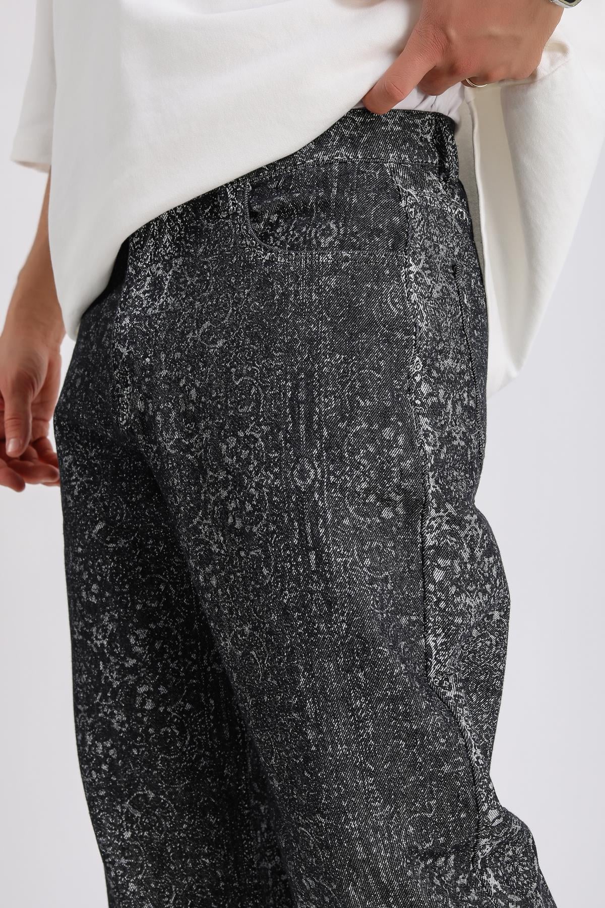 Etnik Desen Baggy Jean Pantolon P1012