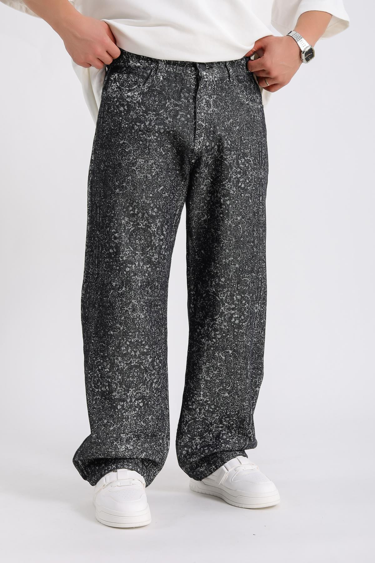 Etnik Desen Baggy Jean Pantolon P1012