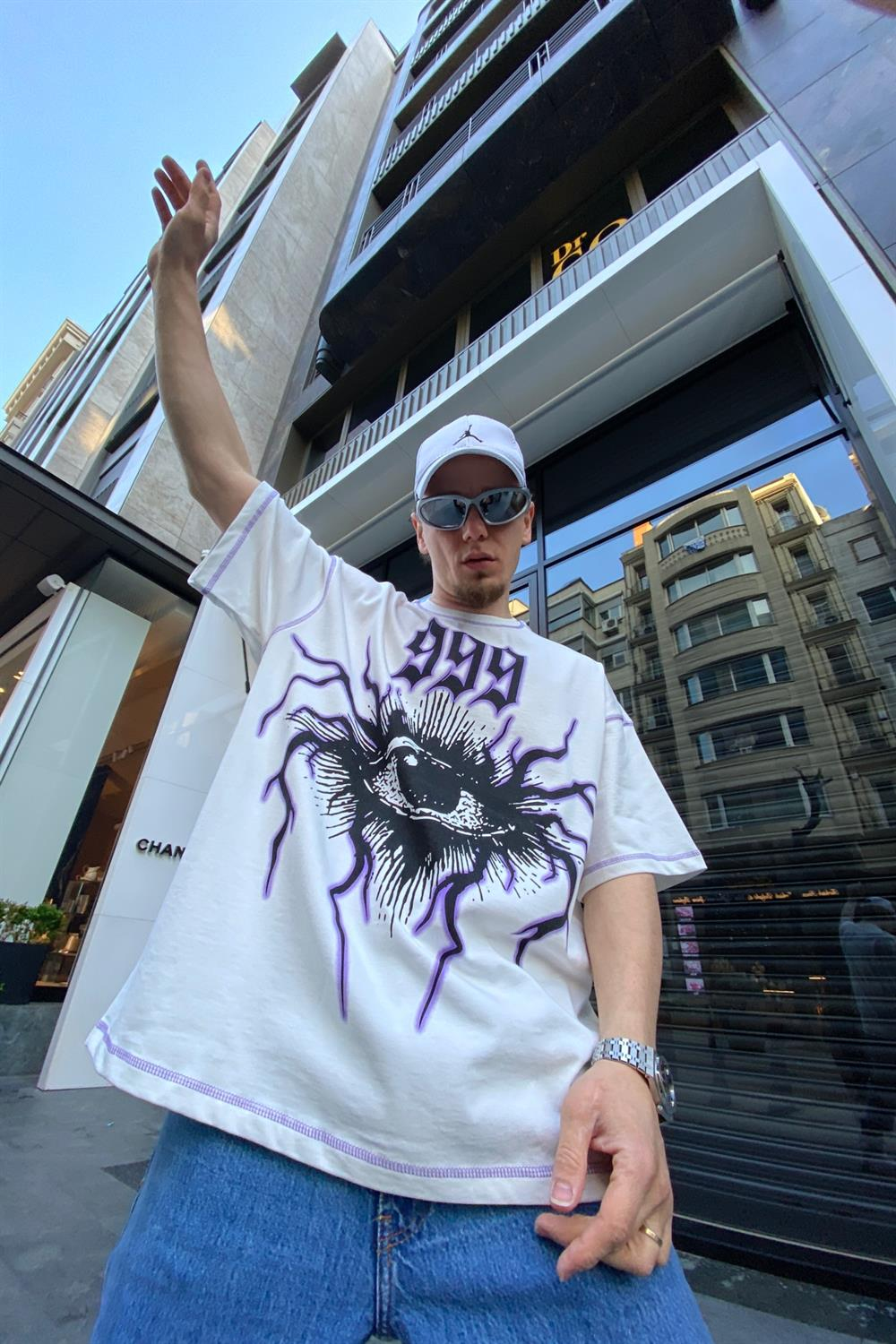 Eyez Baskılı Krem Oversize Tshirt T626