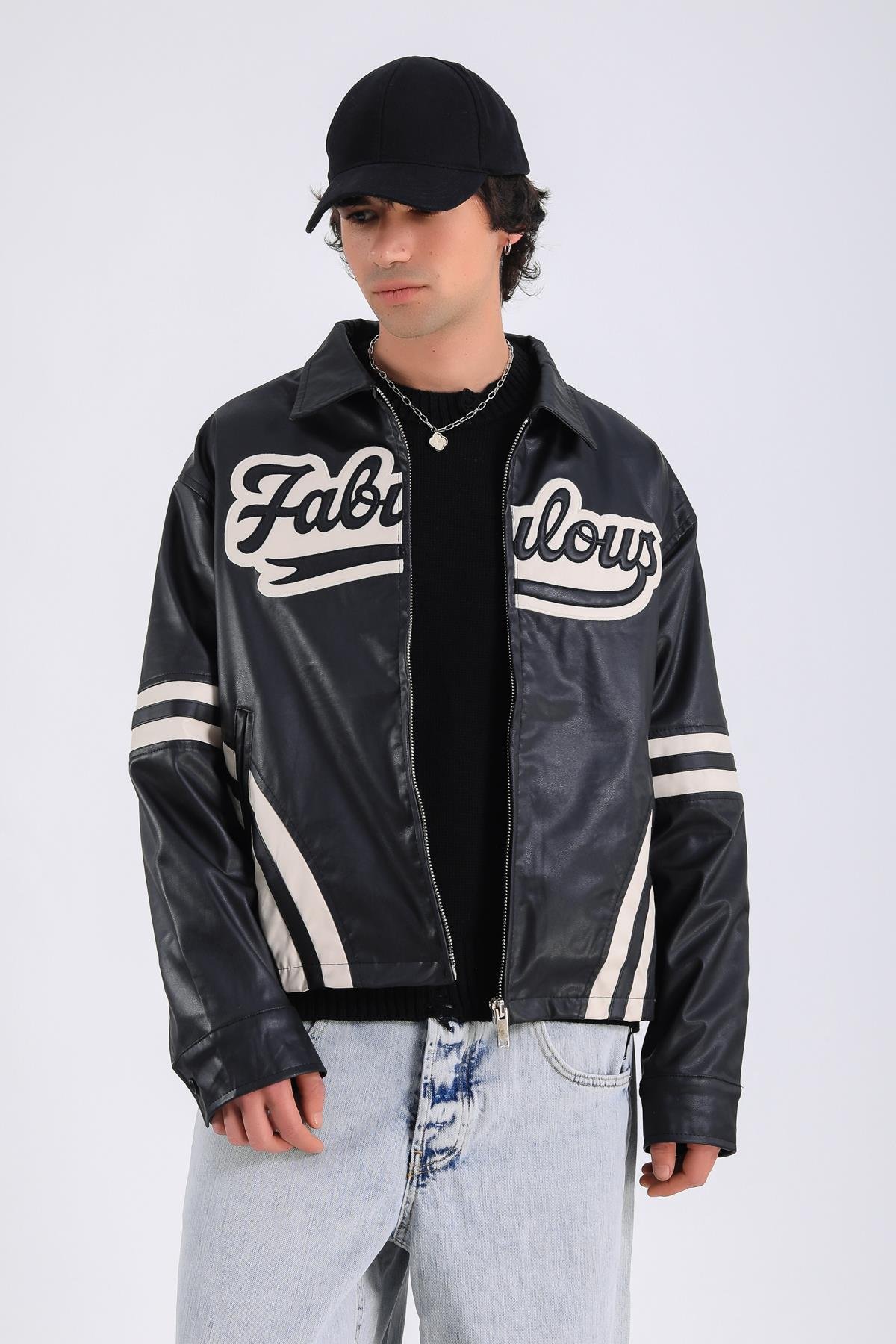 Fabulous Fermuarlı Suni Deri Ceket C234