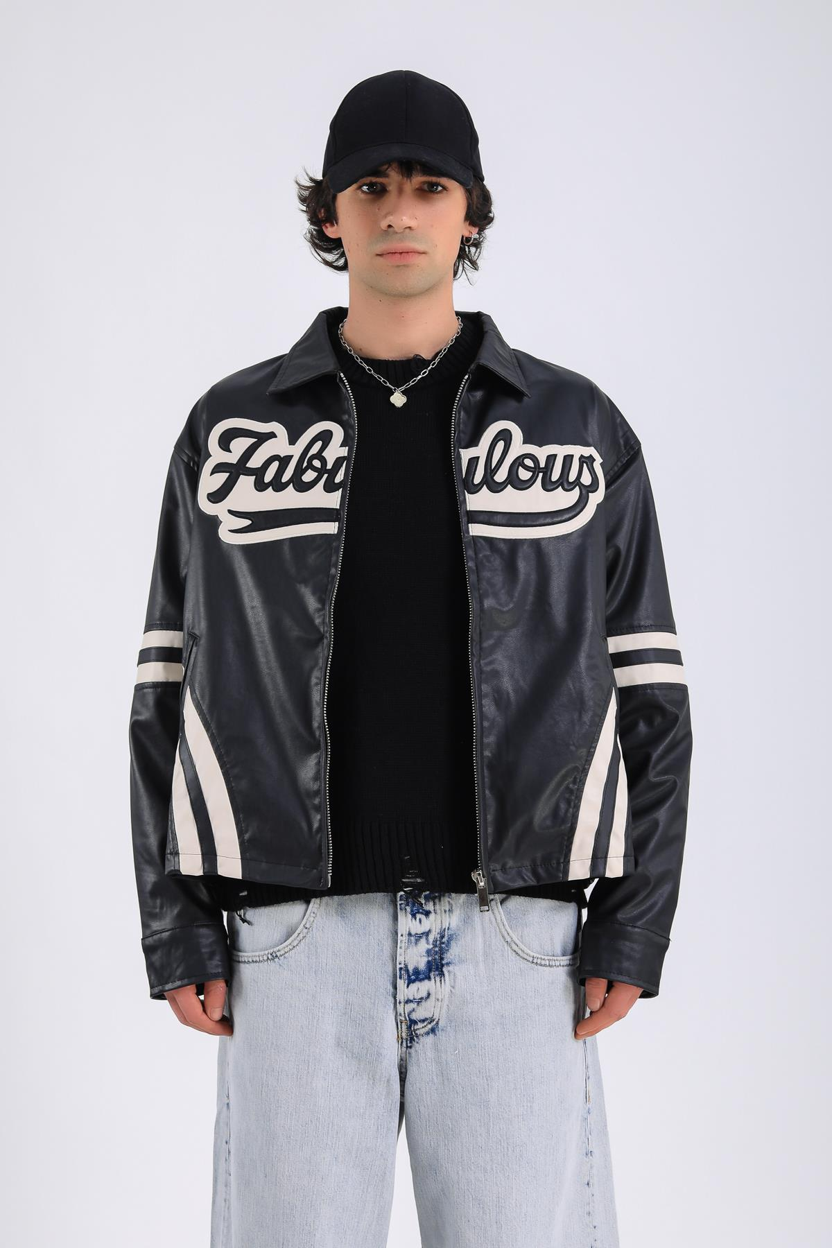 Fabulous Fermuarlı Suni Deri Ceket C234