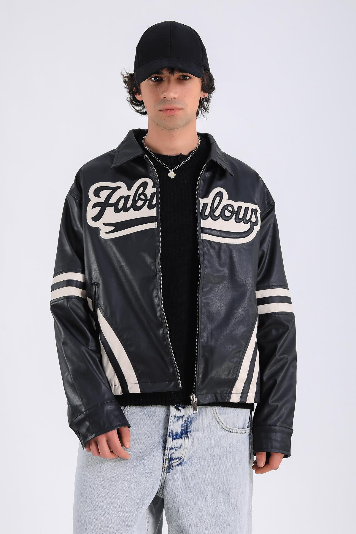 Fabulous Fermuarlı Suni Deri Ceket C234