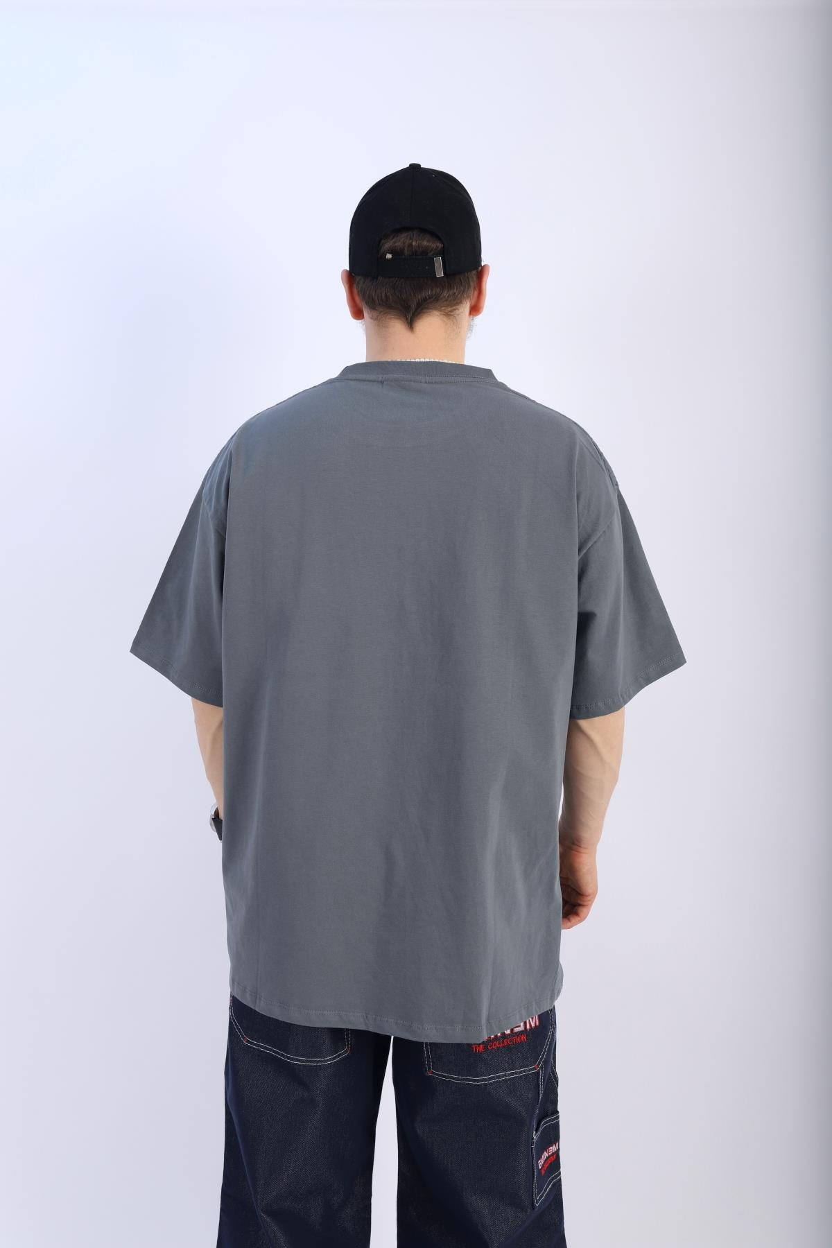 Faded Antrasit Oversize Basic Tshirt T915
