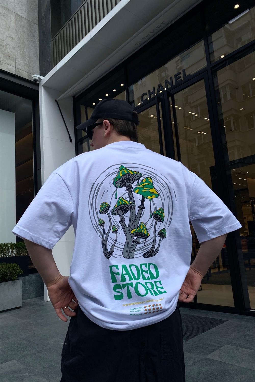Faded Baskılı Beyaz Oversize Tshirt T562