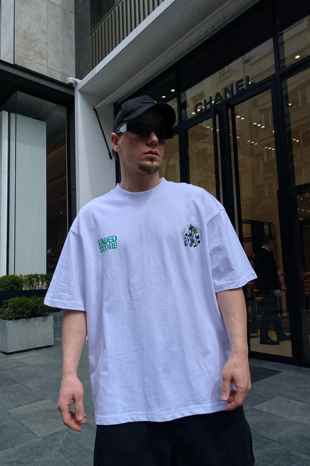 Faded Baskılı Beyaz Oversize Tshirt T562