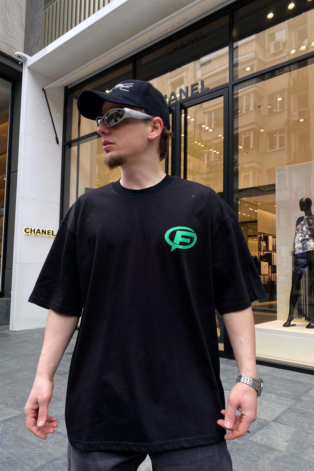 Faded Baskılı Siyah Oversize Tshirt T650