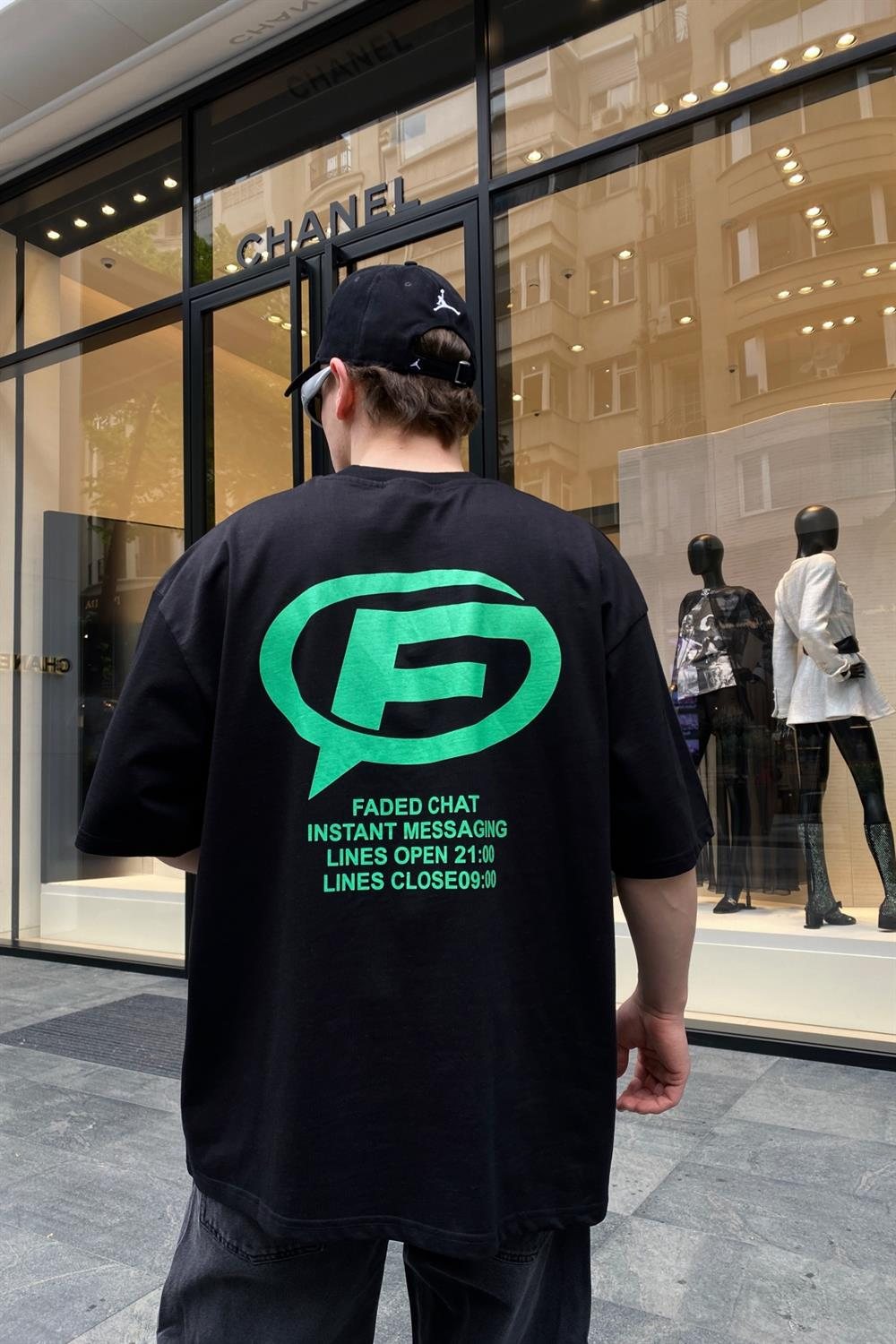 Faded Baskılı Siyah Oversize Tshirt T650