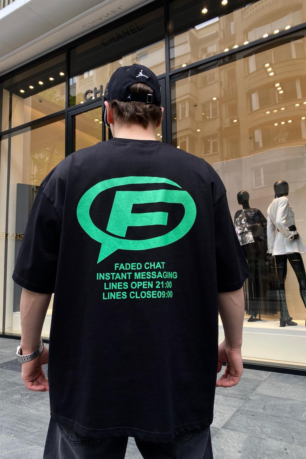 Faded Baskılı Siyah Oversize Tshirt T650