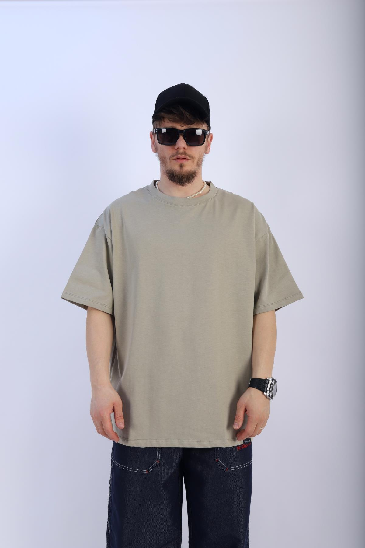 Faded Bej Oversize Basic Tshirt T921