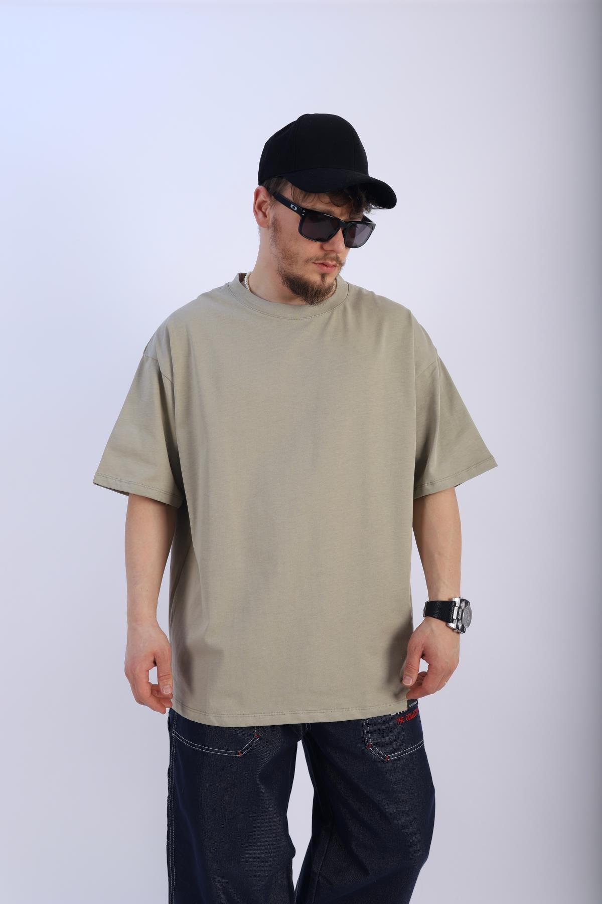 Faded Bej Oversize Basic Tshirt T921