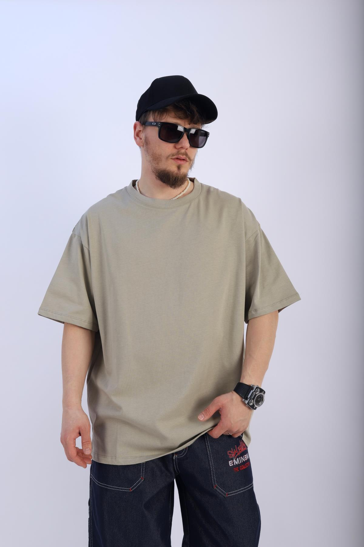 Faded Bej Oversize Basic Tshirt T921