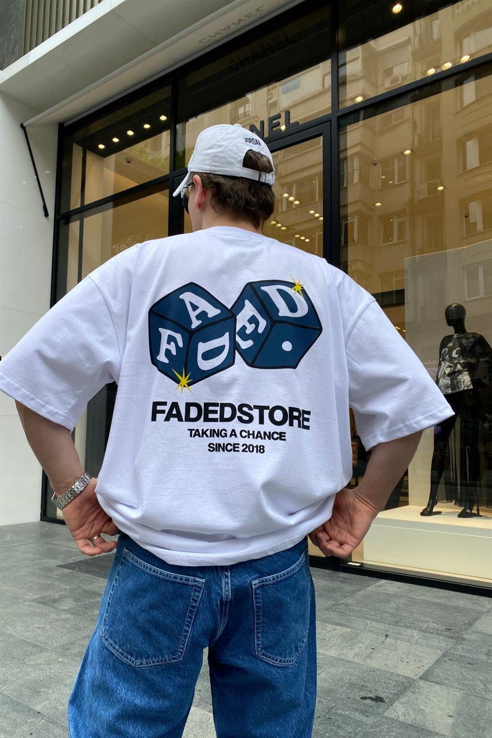 Faded Cube Baskılı Oversize Tshirt T646