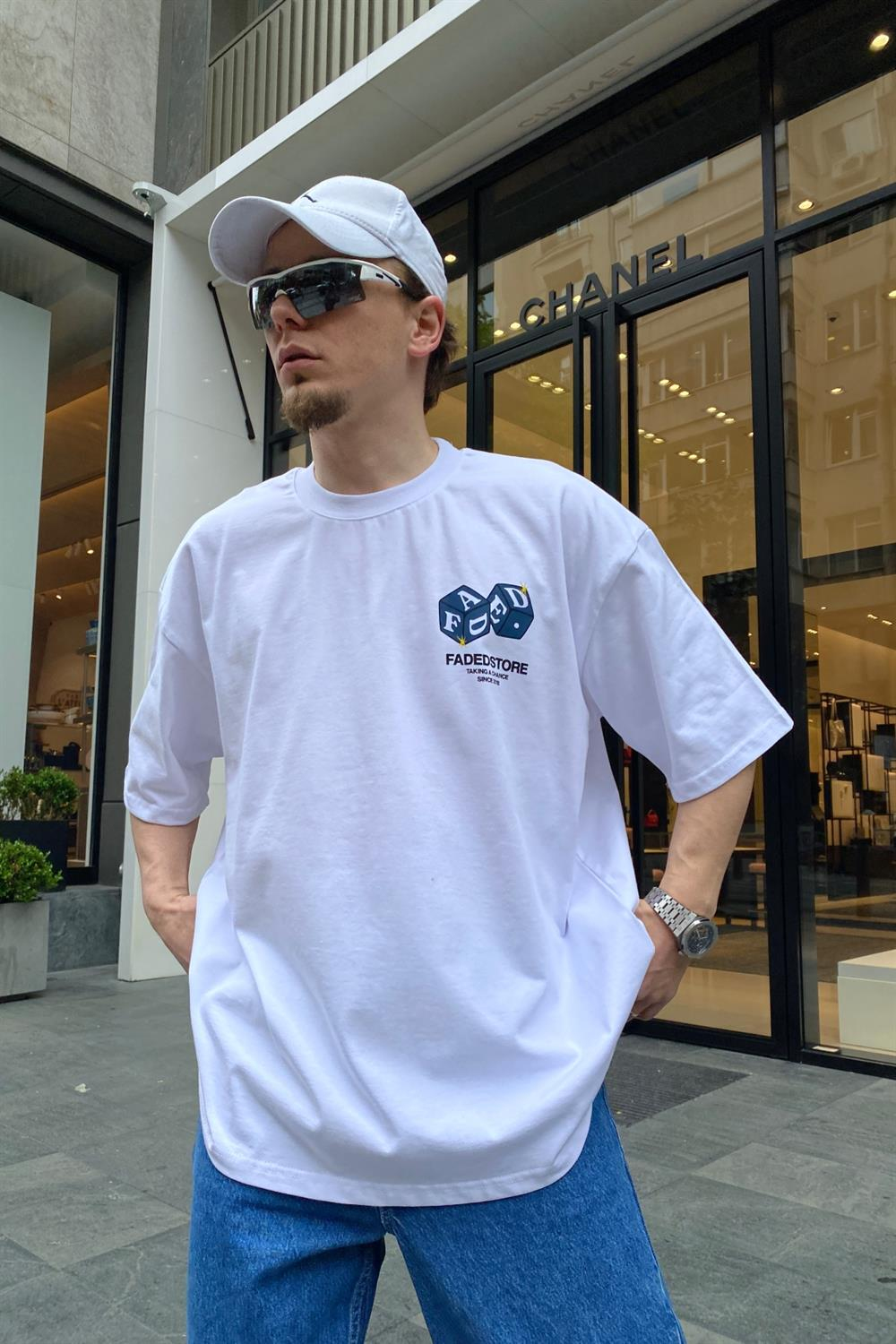 Faded Cube Baskılı Oversize Tshirt T646