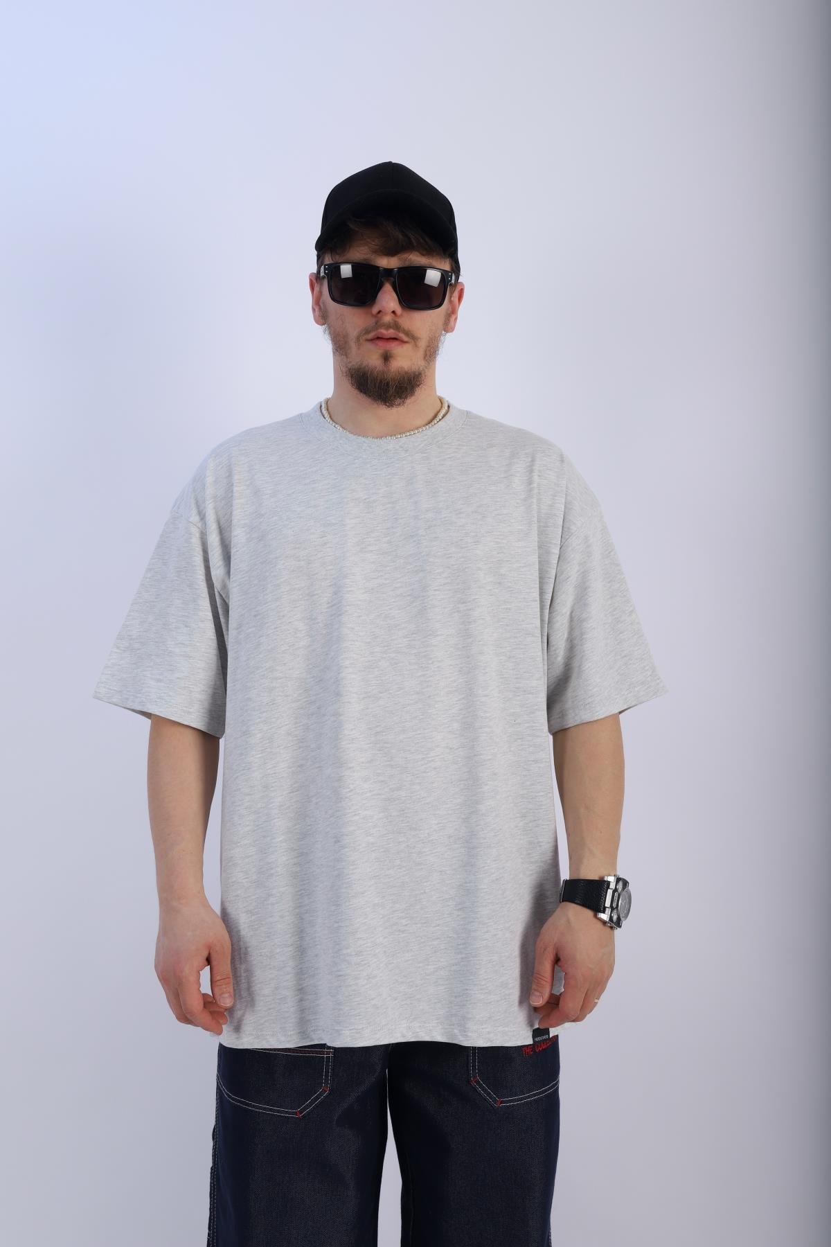 Faded Gri Oversize Basic Tshirt T912