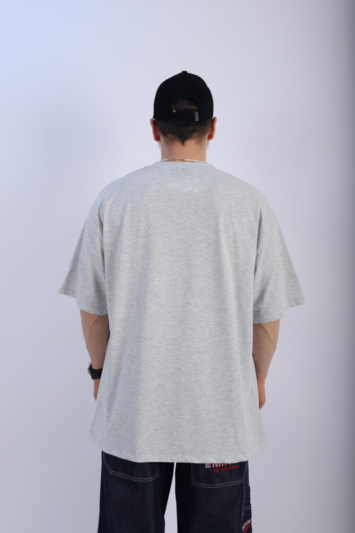 Faded Gri Oversize Basic Tshirt T912