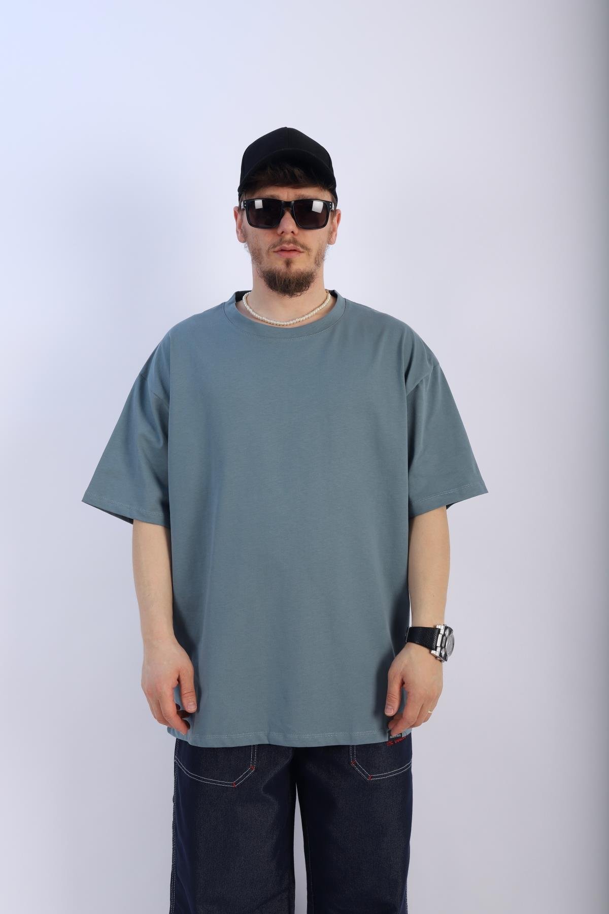 Faded Mavi Oversize Basic Tshirt T916