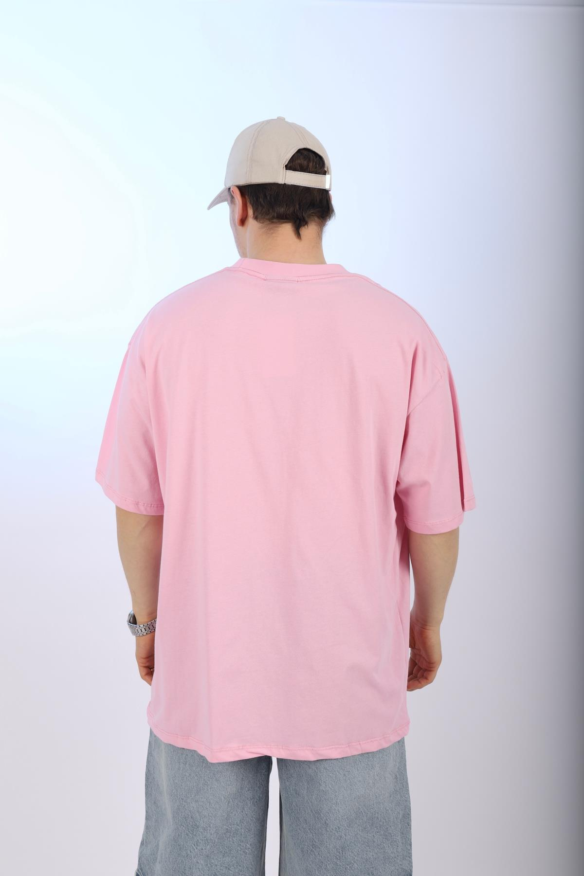 Faded Pembe Basic Oversize Tshirt T985