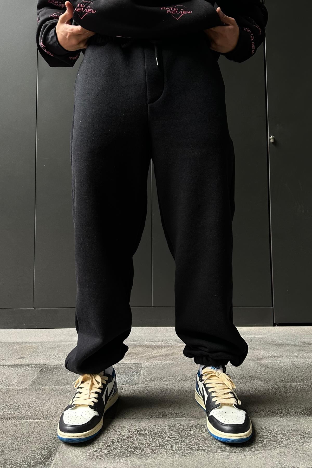 Faded Siyah Lastik Paça Basic Eşofman ESF484