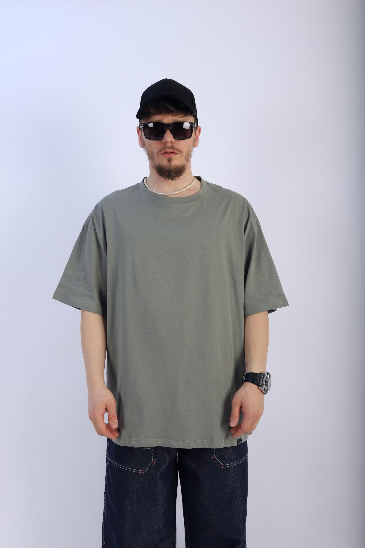 Faded Yeşil Oversize Basic Tshirt T919
