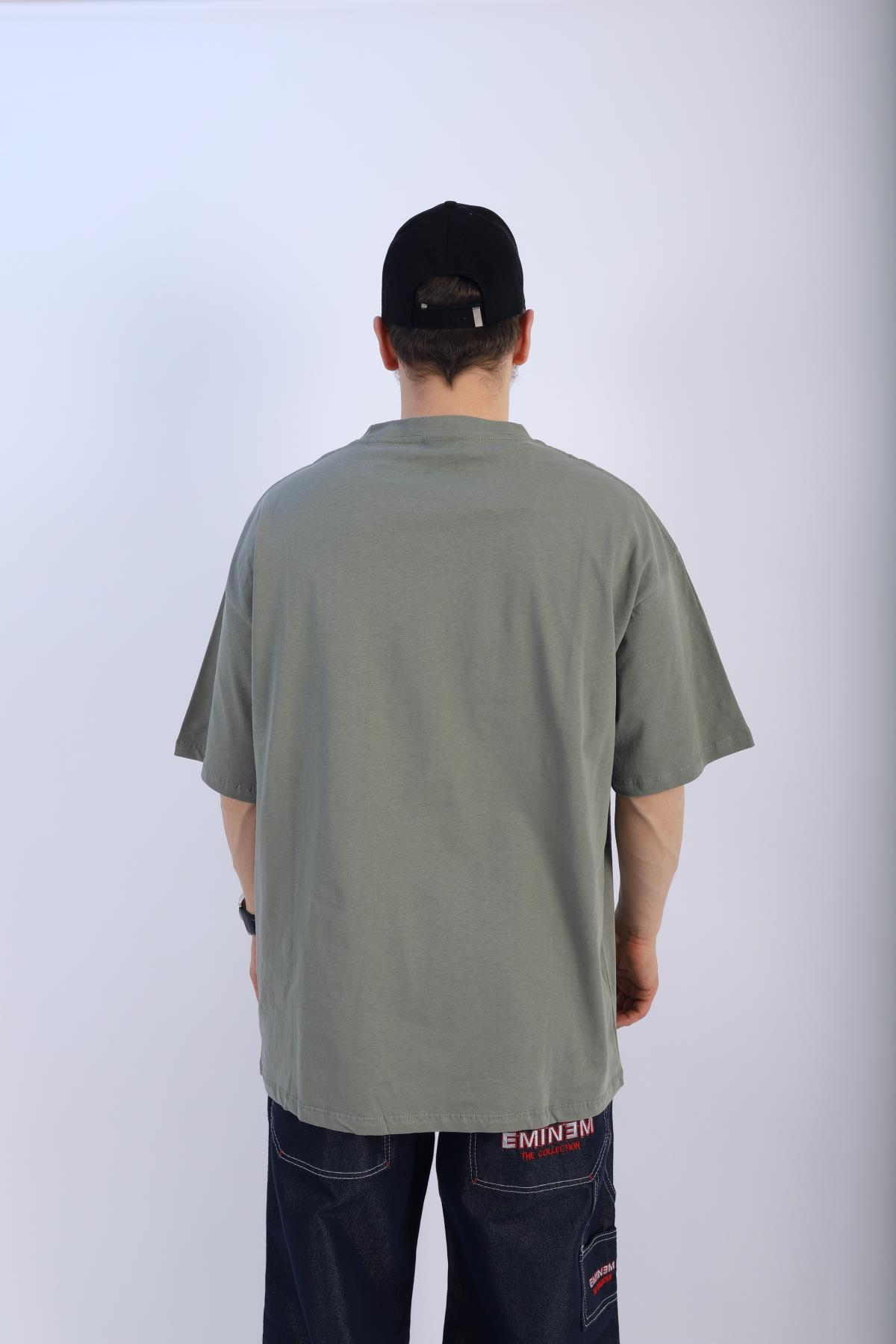 Faded Yeşil Oversize Basic Tshirt T919