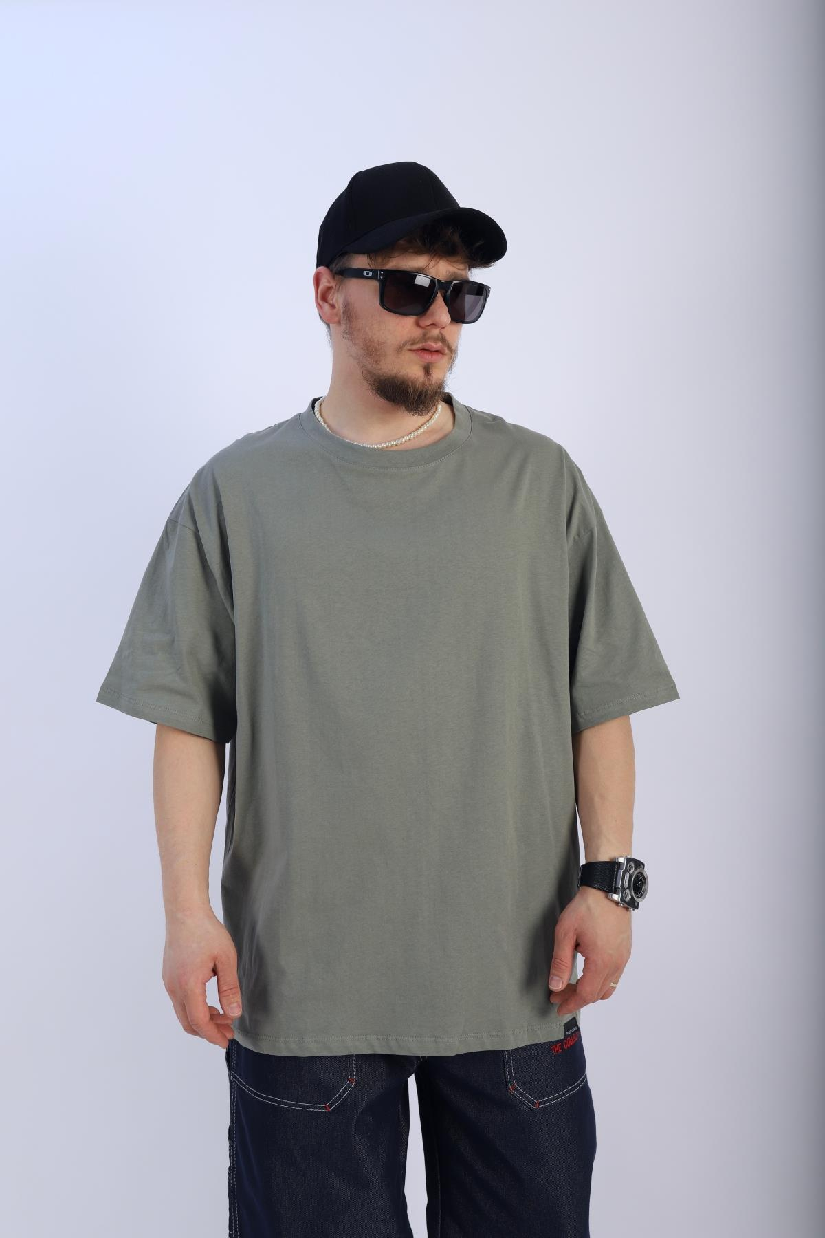 Faded Yeşil Oversize Basic Tshirt T919