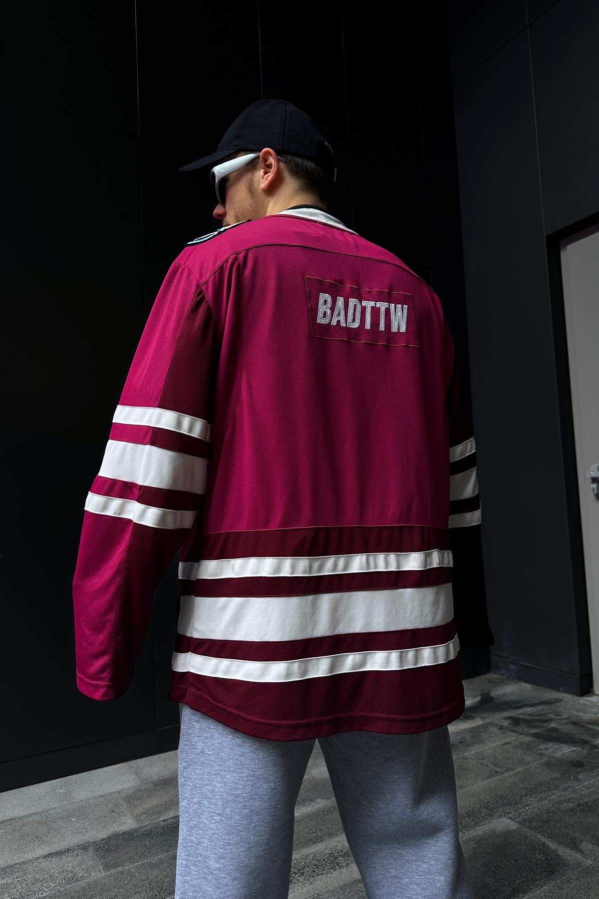 File Kumaş Superoversize Bordo Sleeved Tshirt SW1081