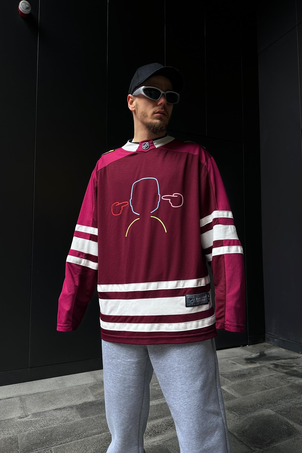 File Kumaş Superoversize Bordo Sleeved Tshirt SW1081