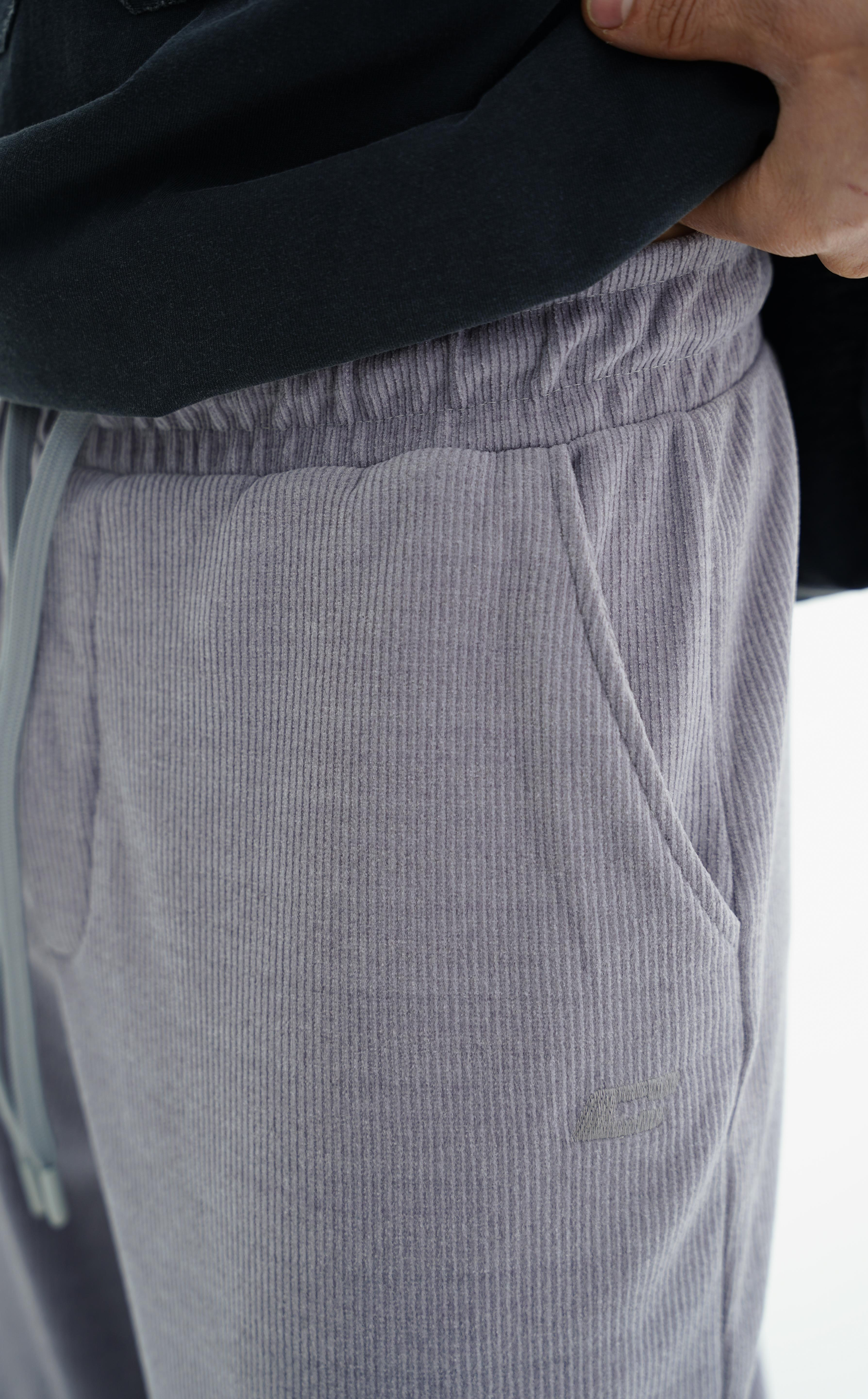 Fitilli Kumaş Açık Gri Baggy Eşofman Altı CT01 26CY016
