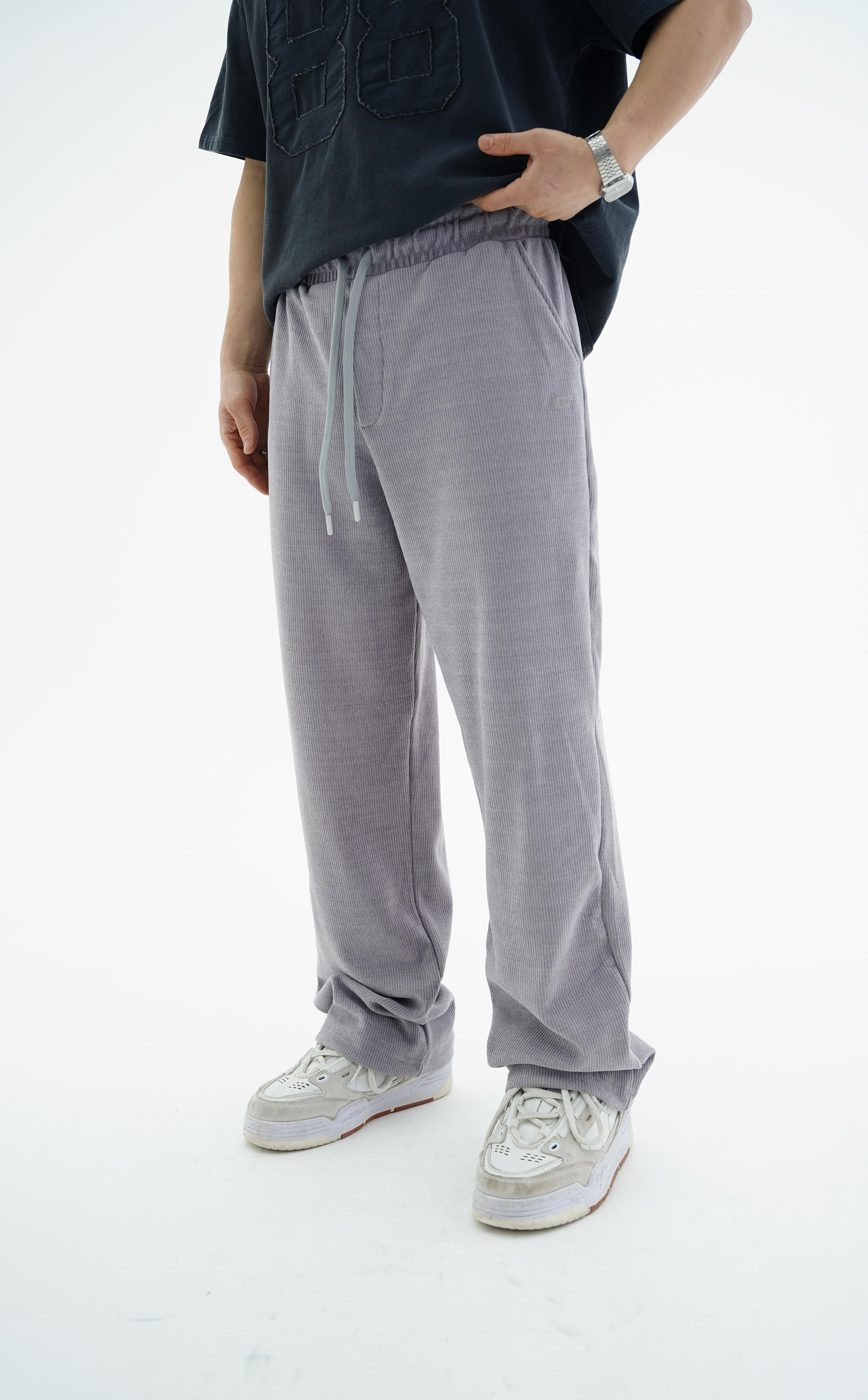 Fitilli Kumaş Açık Gri Baggy Eşofman Altı CT01 26CY016