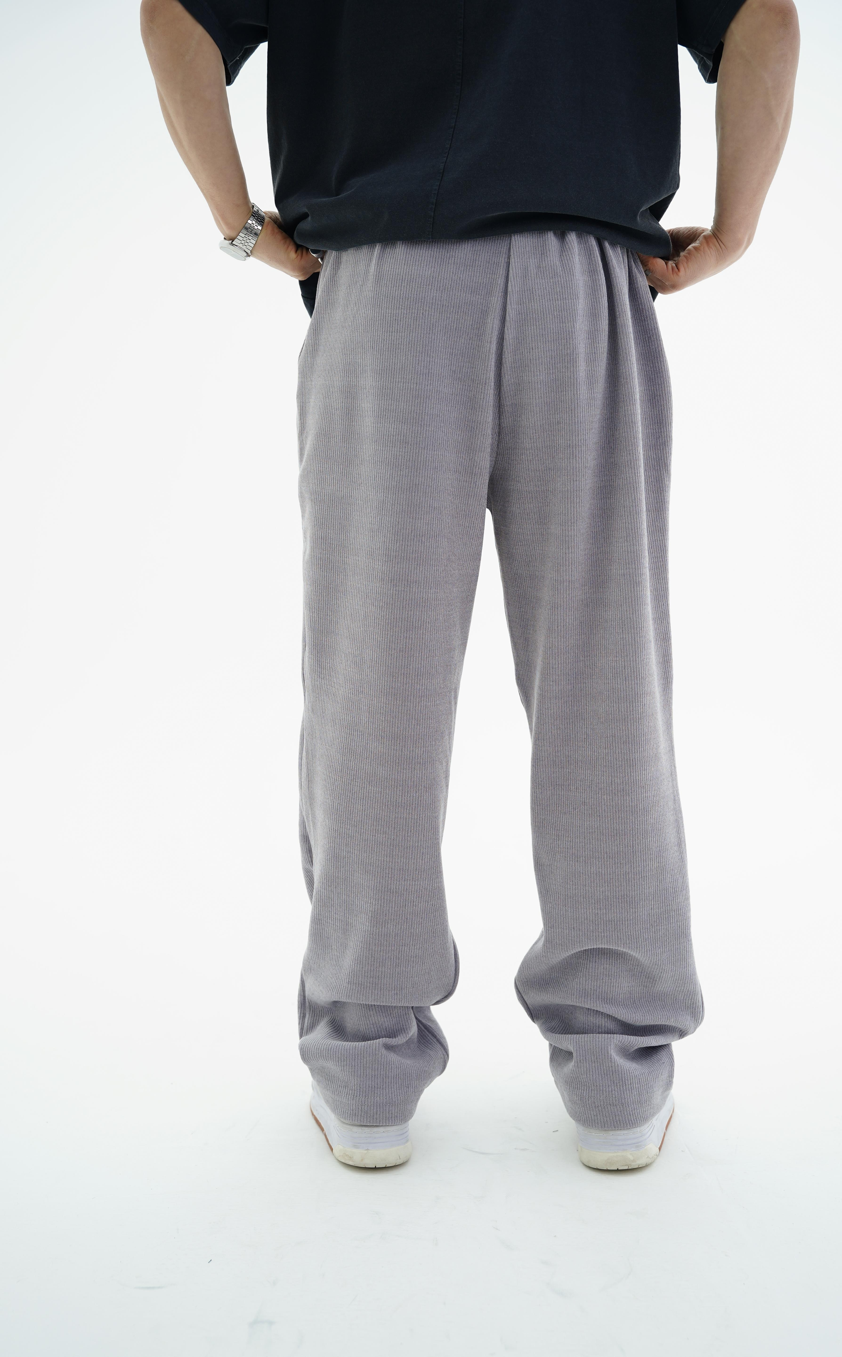 Fitilli Kumaş Açık Gri Baggy Eşofman Altı CT01 26CY016