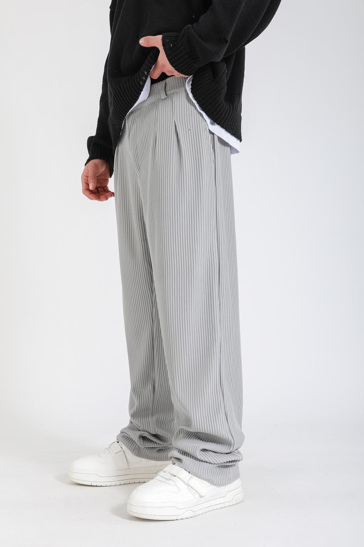 Fitilli Kumaş Gri Pantolon P1152