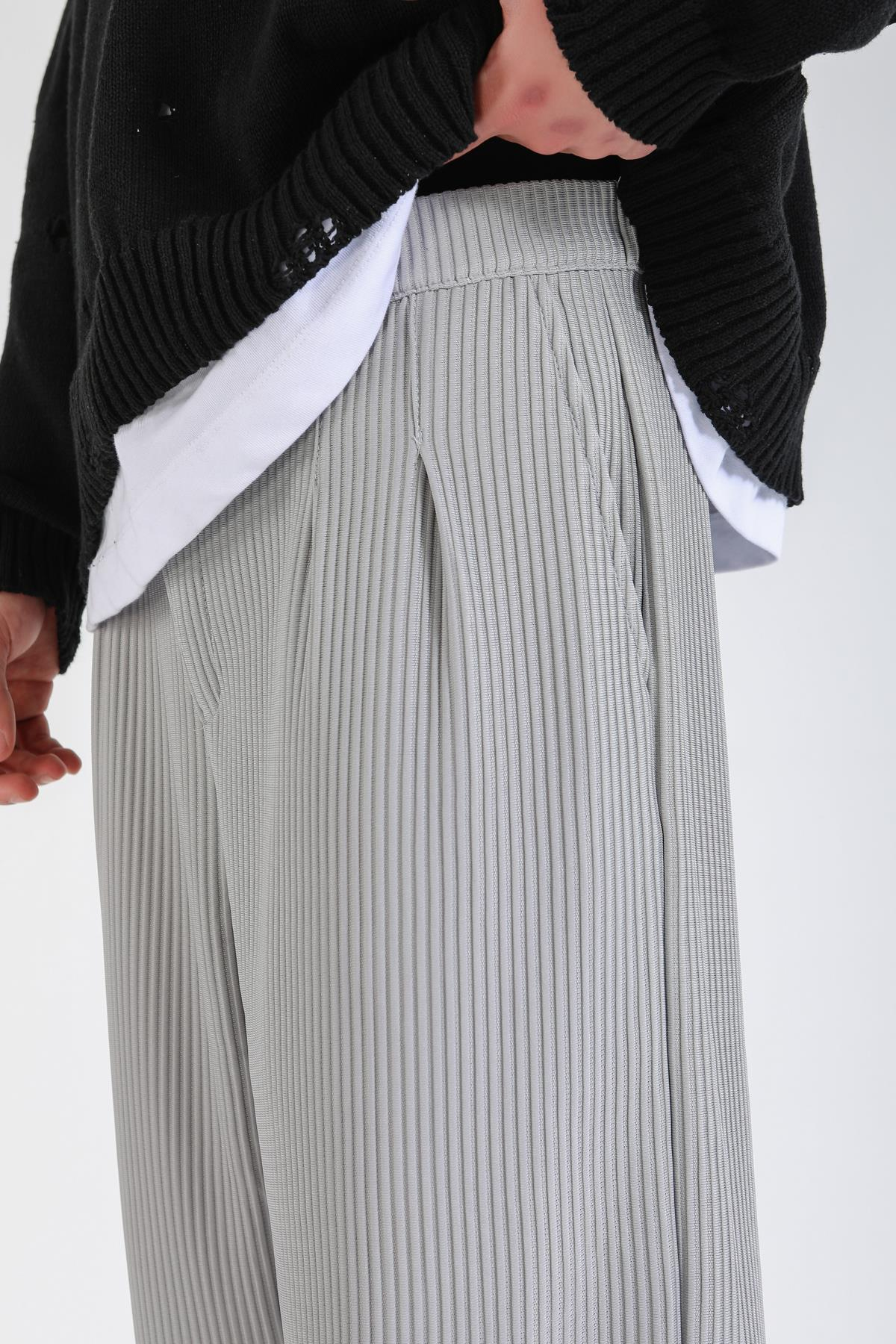 Fitilli Kumaş Gri Pantolon P1152