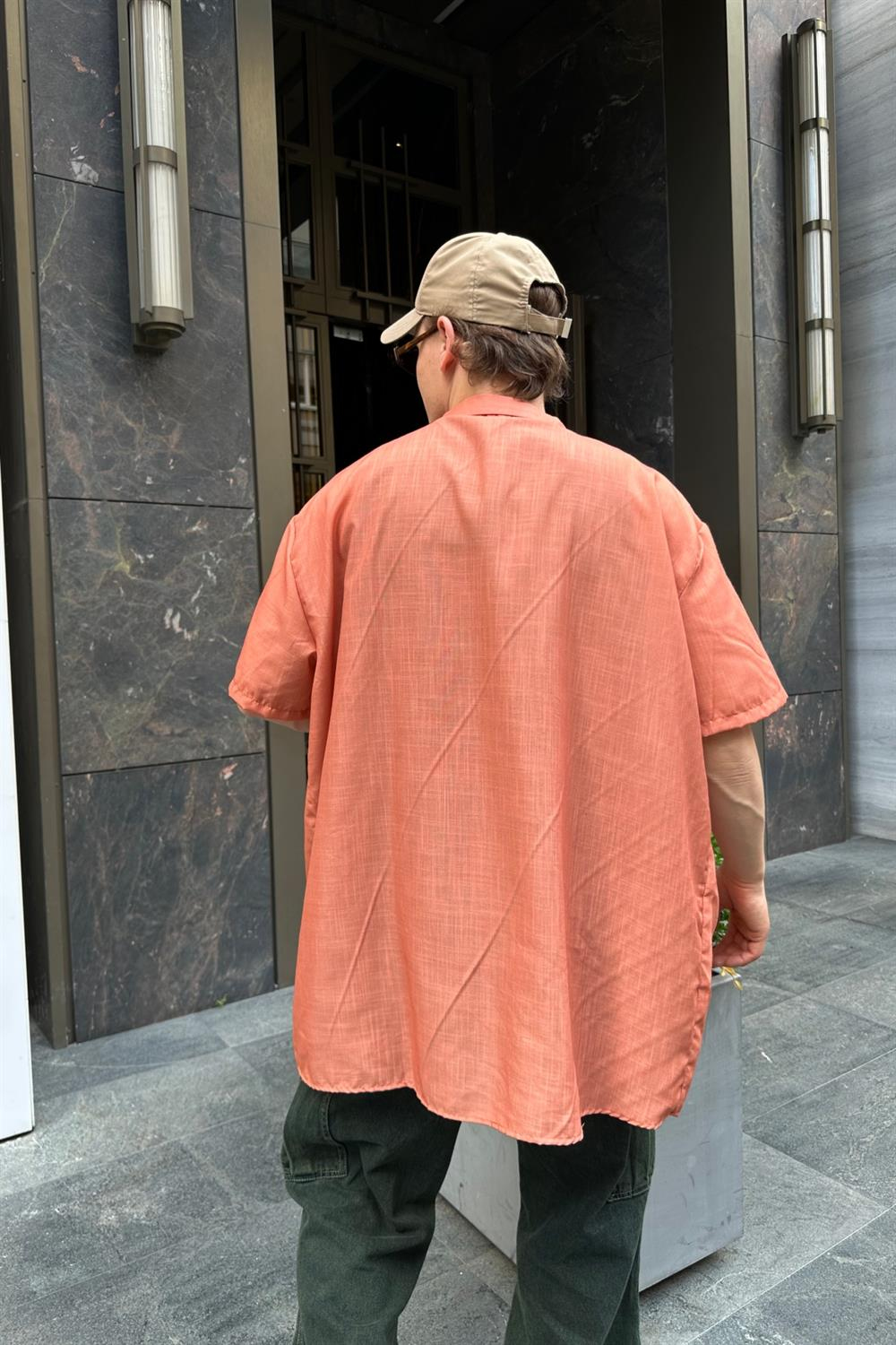 Floral Oranj Oversize Gömlek G124