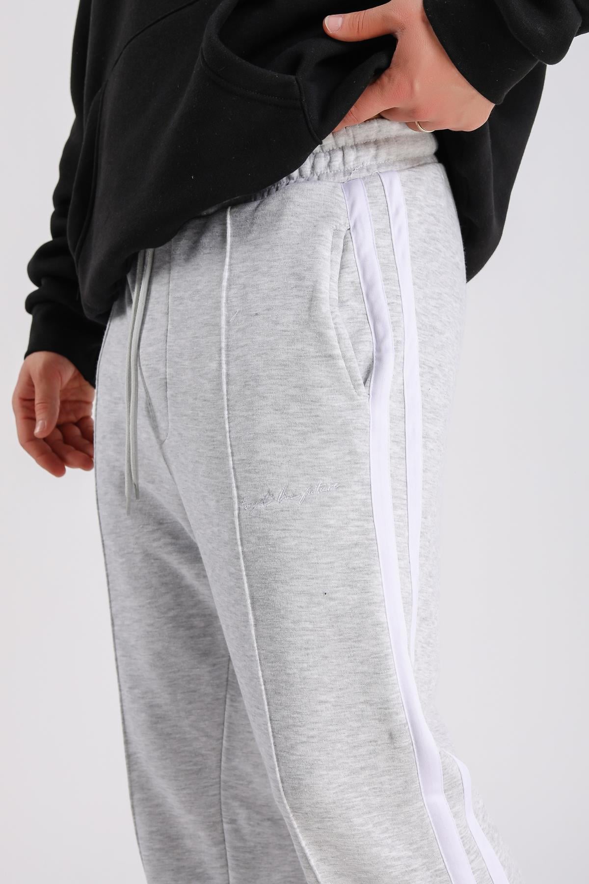 Forget Nakışlı Gri Basic Eşofman ESF544