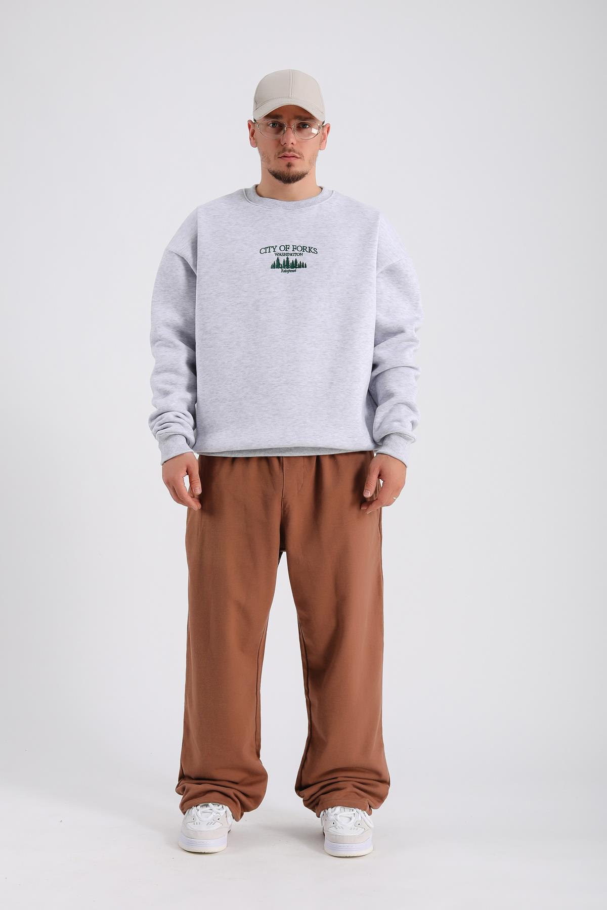Forks Gri Melanj Oversize Sweatshirt  SW1119