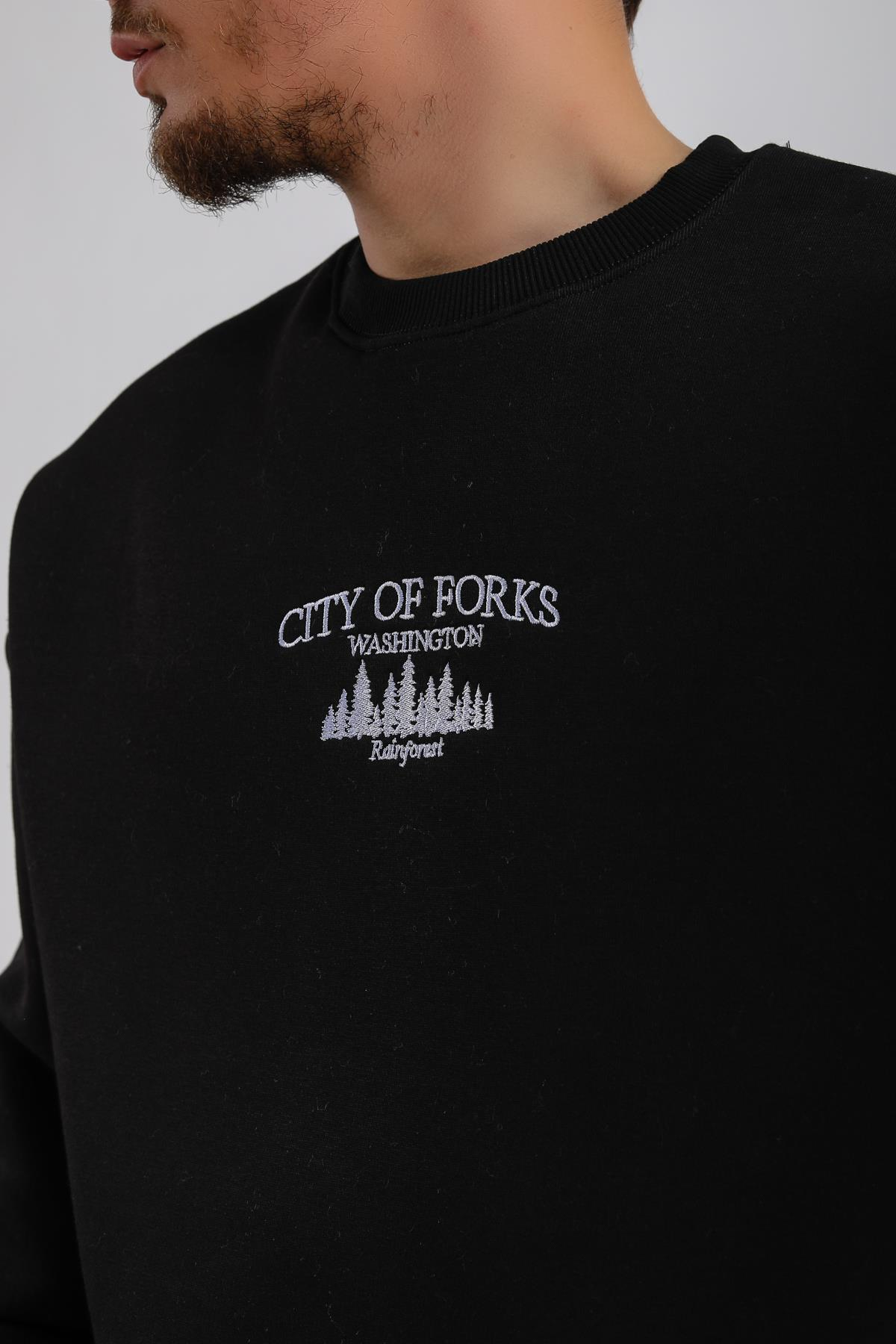 Forks Siyah Oversize Sweatshirt  SW1120