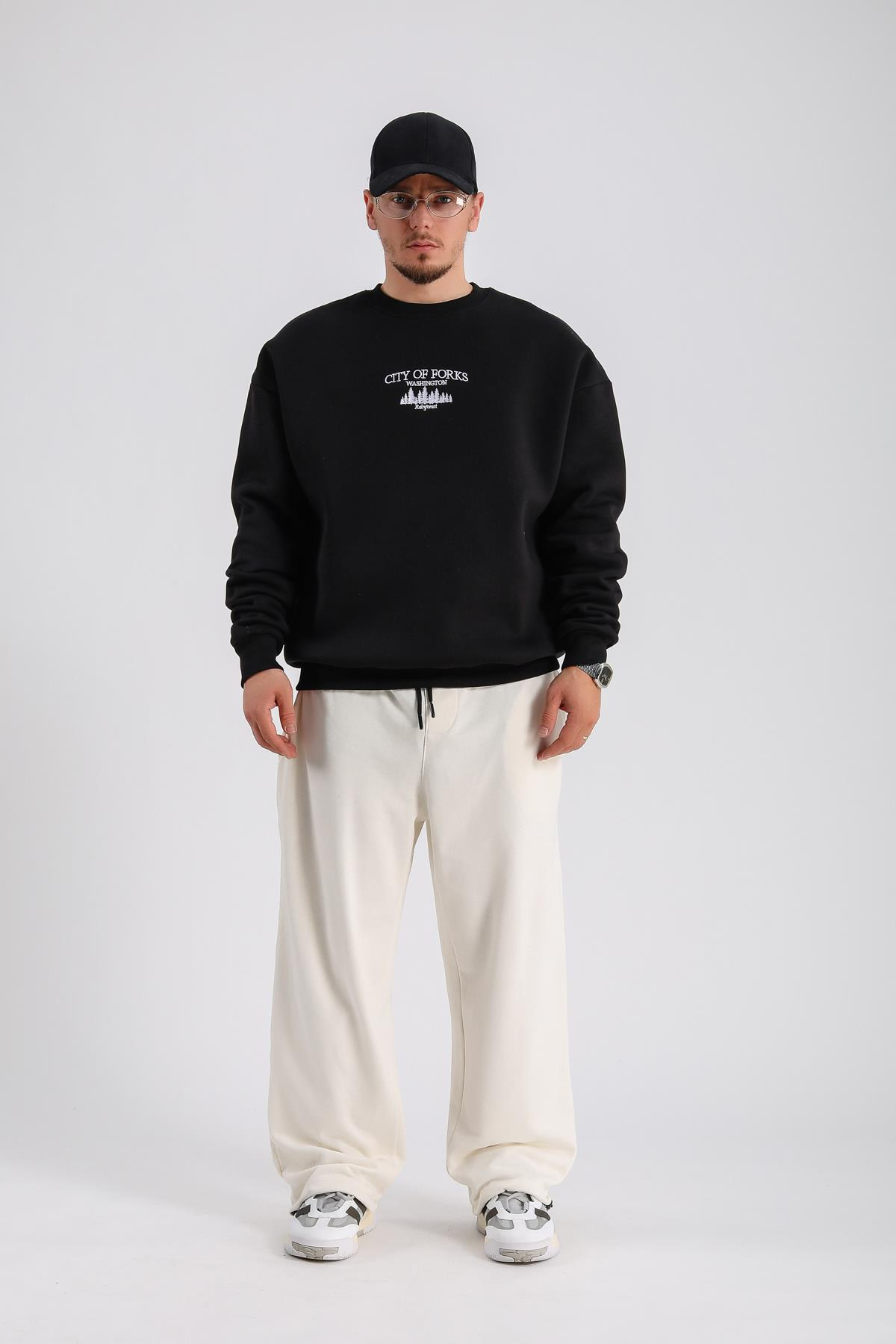 Forks Siyah Oversize Sweatshirt  SW1120