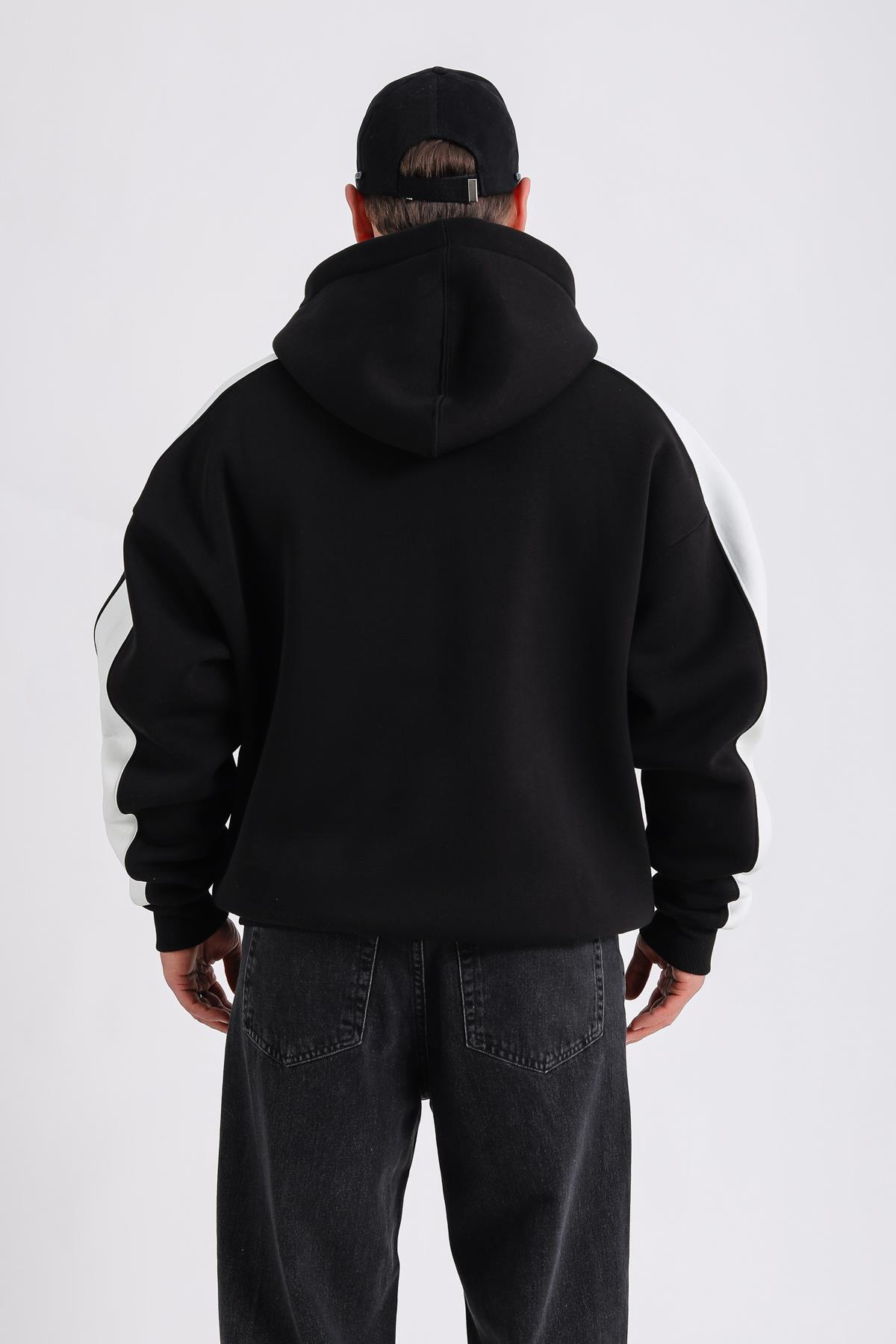 Formula Baskılı Siyah Oversize Hoodie SW1179