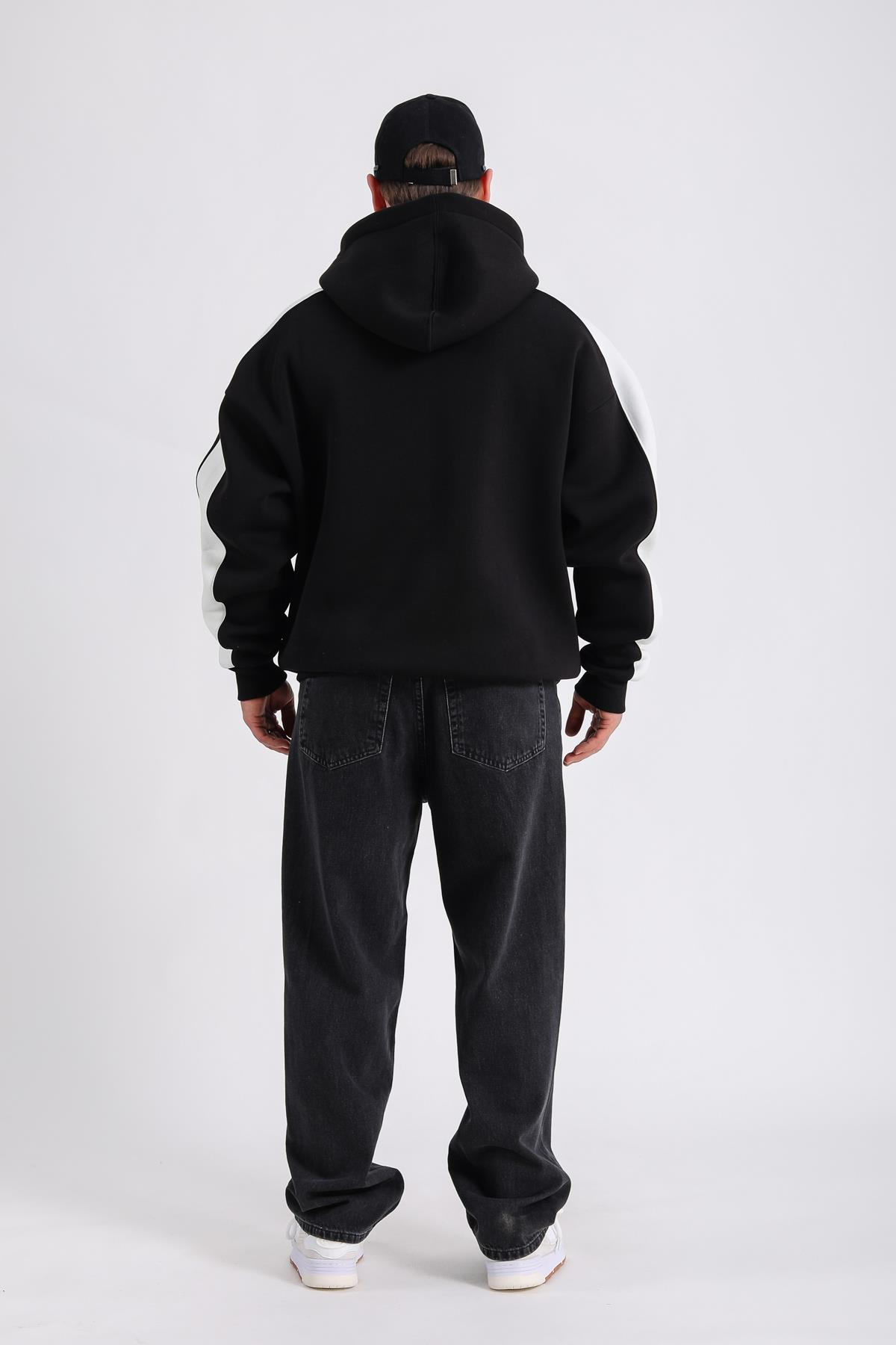 Formula Baskılı Siyah Oversize Hoodie SW1179
