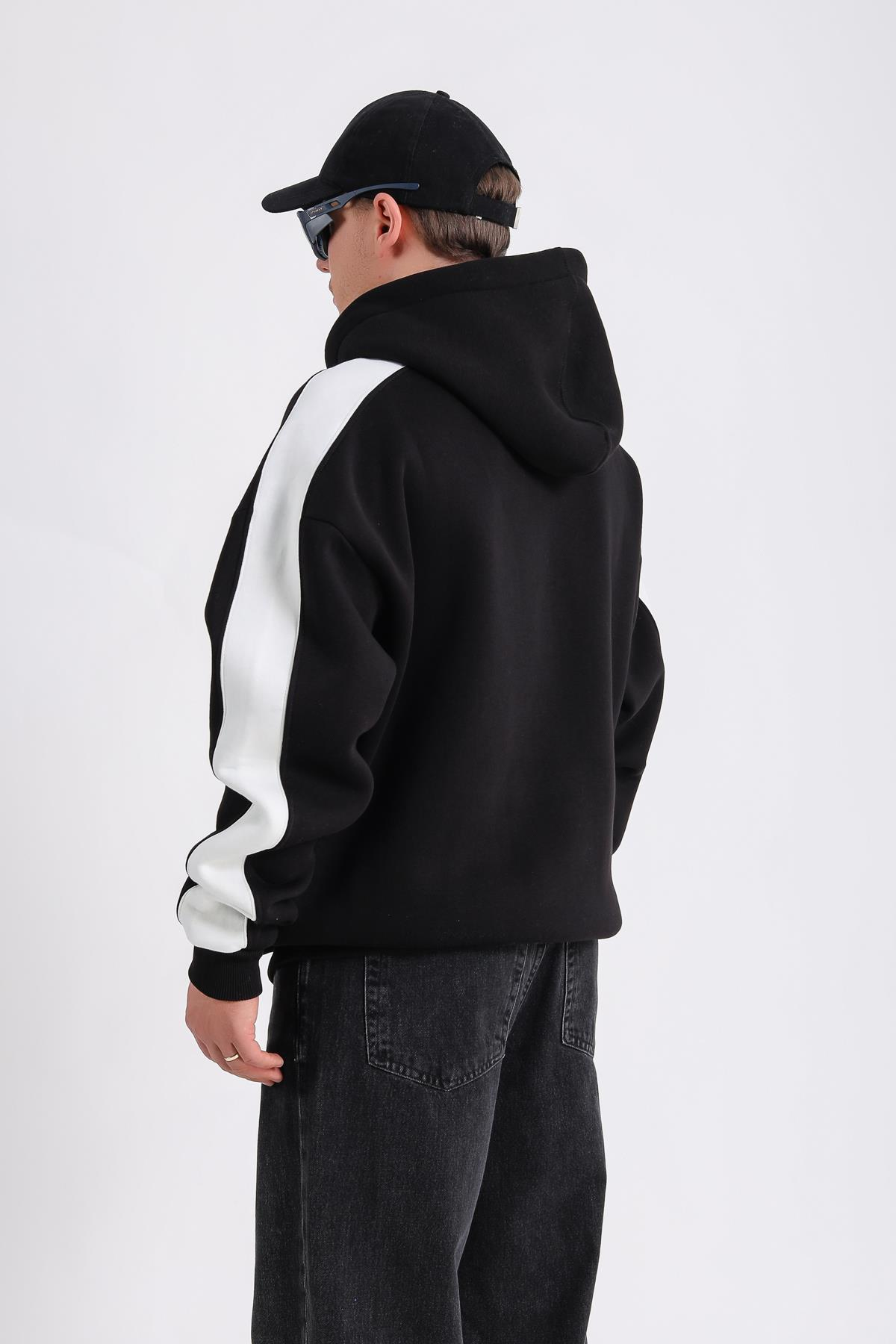 Formula Baskılı Siyah Oversize Hoodie SW1179