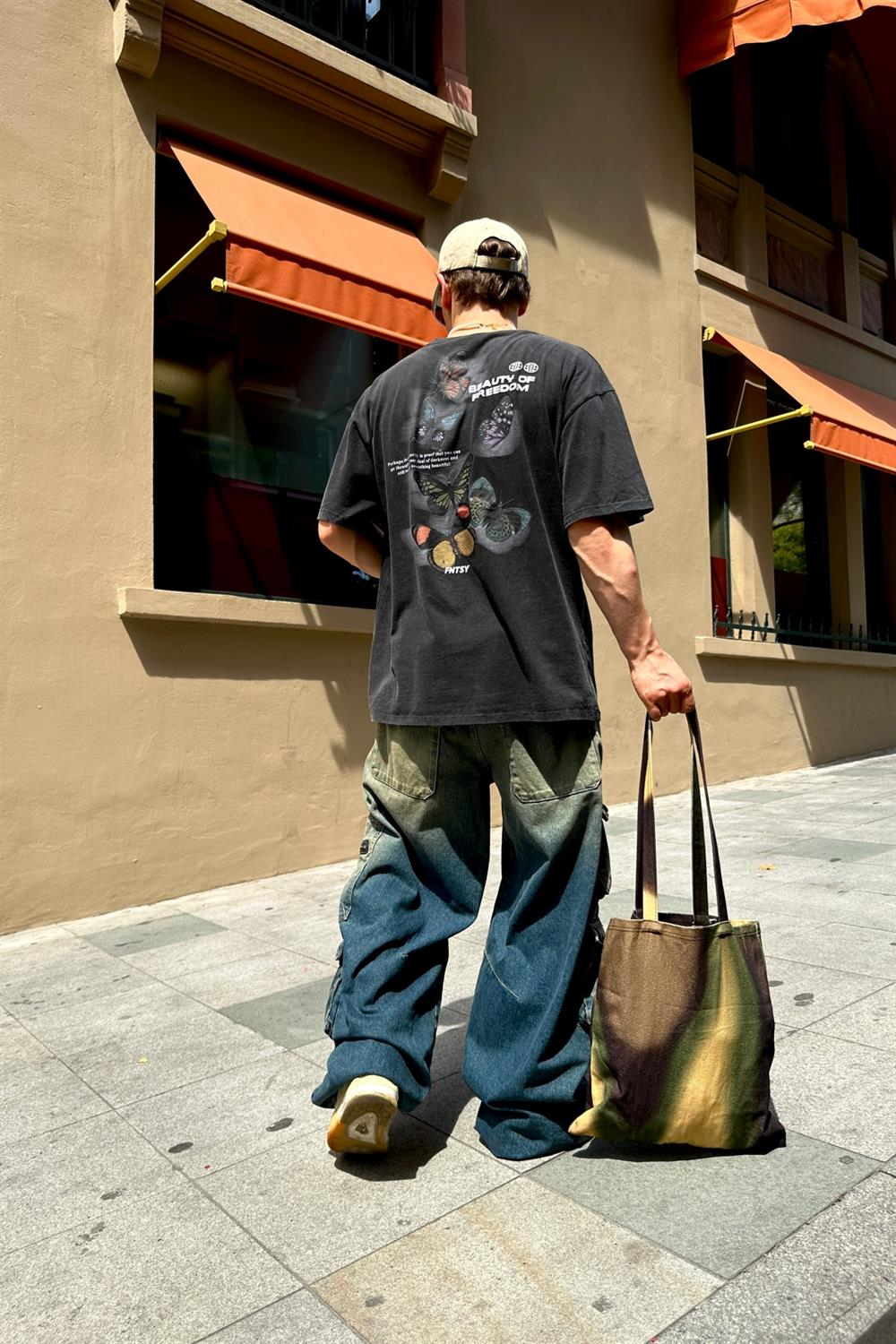 Freedom Baskılı Acid Wash Oversize Tshirt T776