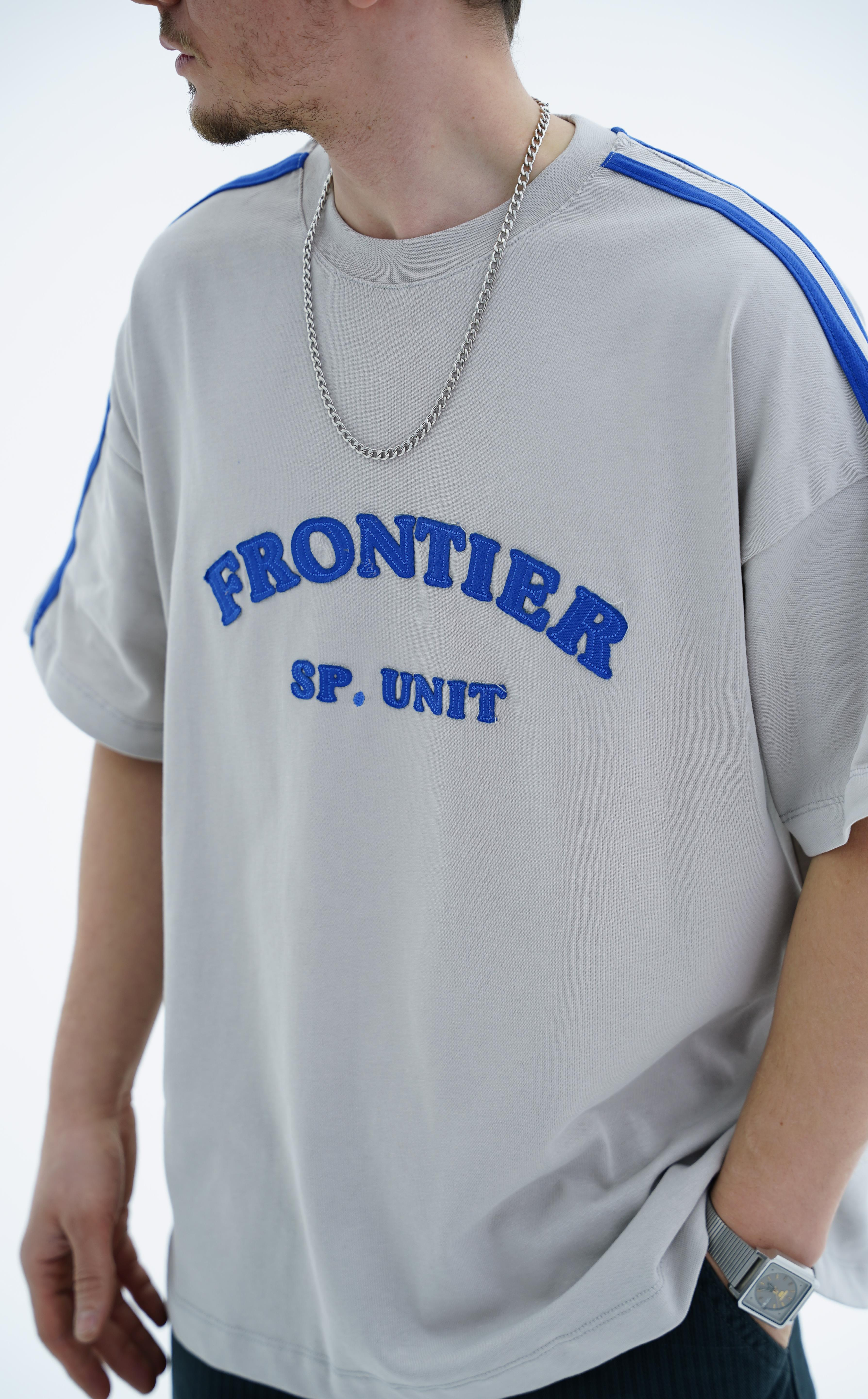 Frontier Patch Detay Gri Oversize Tshirt JC01 26Y125