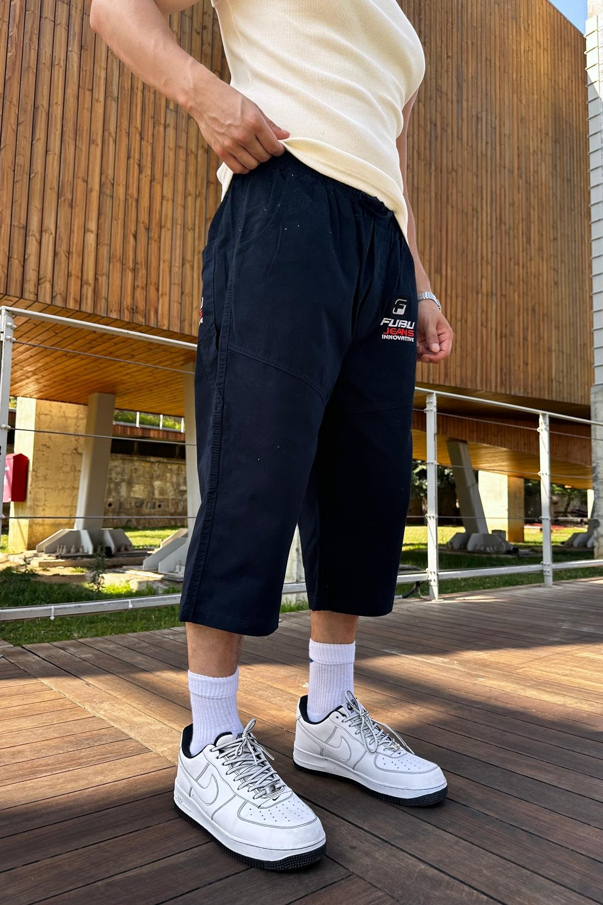 Fubu Lacivert Gabardin Kapri Pantolon P966